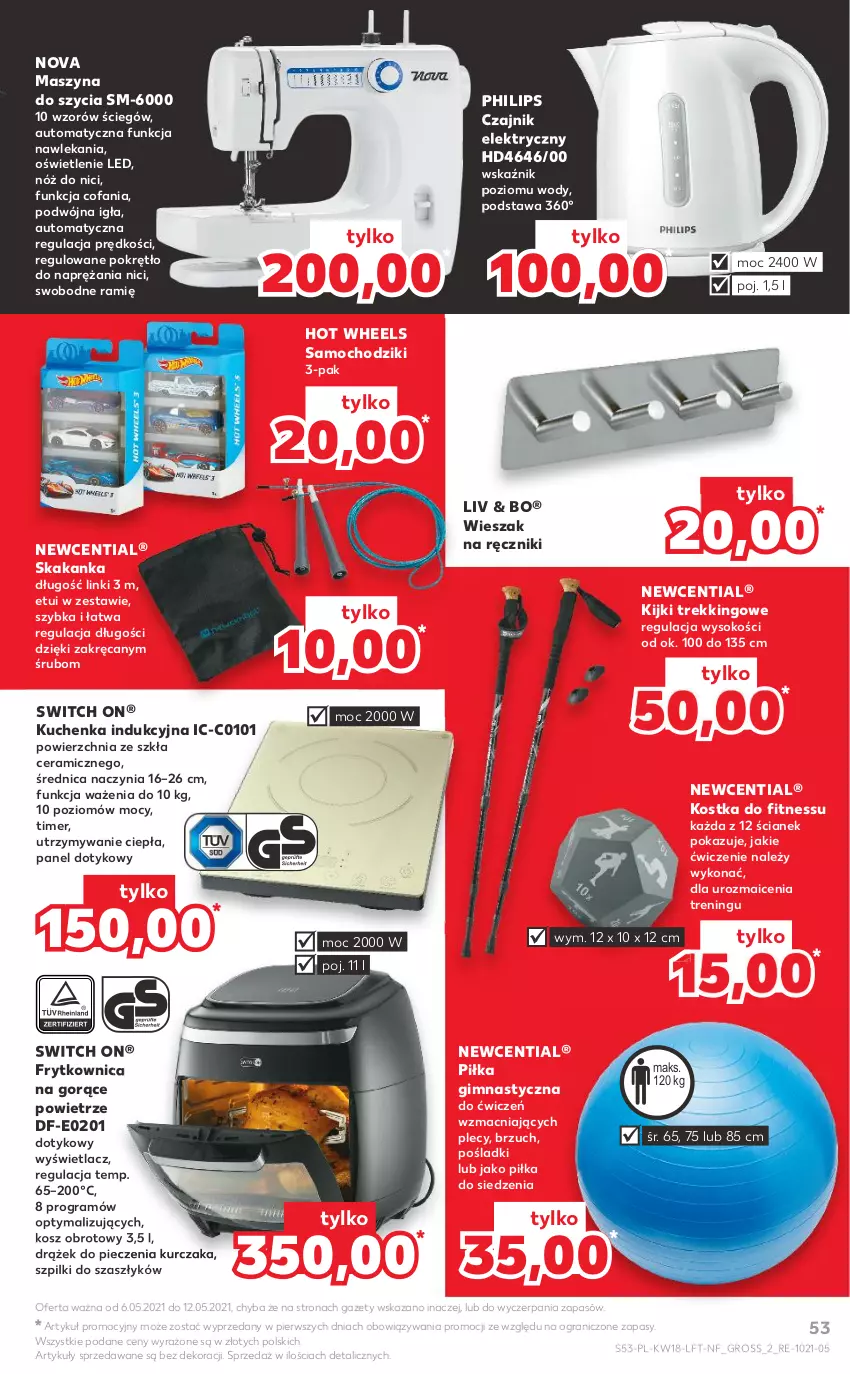 Gazetka promocyjna Kaufland - OFERTA TYGODNIA - ważna 06.05 do 12.05.2021 - strona 53 - produkty: Chodzik, Czajnik, Czajnik elektryczny, Fa, Gra, Hot Wheels, Kosz, Kurczak, Philips, Piec, Ręcznik, Samochodziki, Sok, Szyna, Wieszak