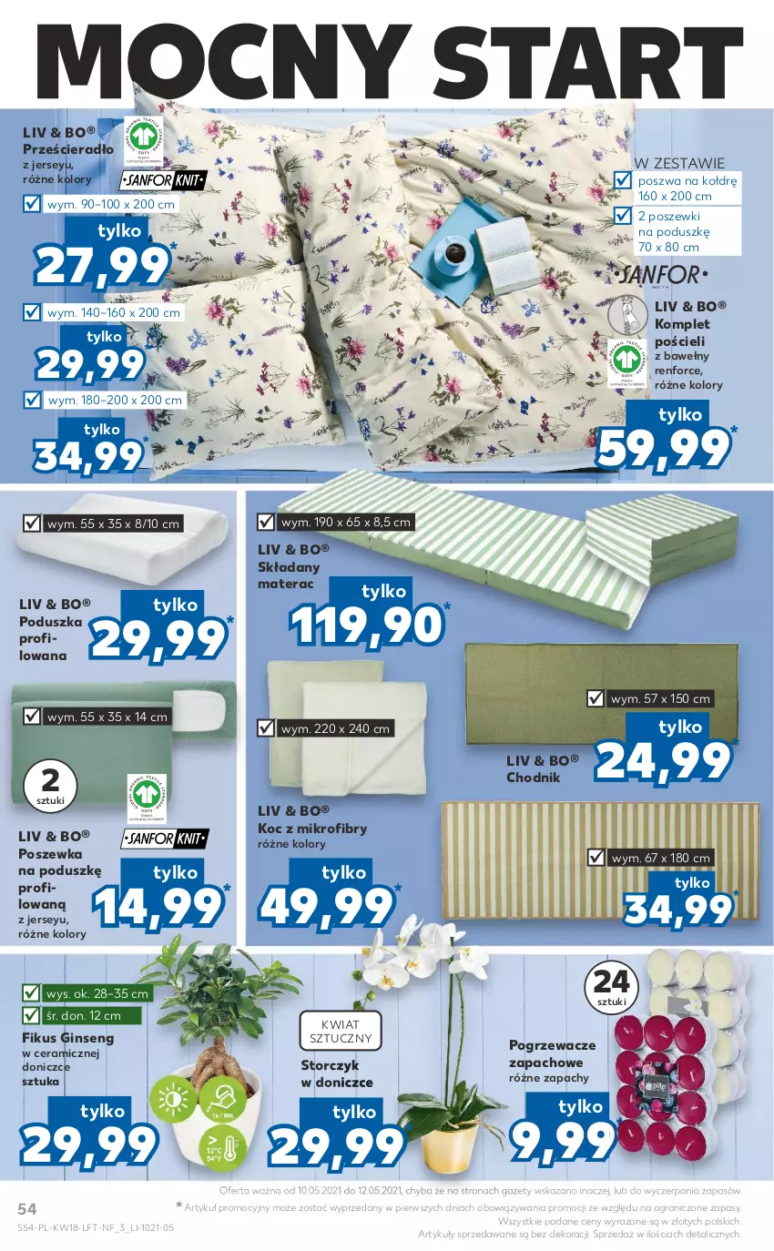 Gazetka promocyjna Kaufland - OFERTA TYGODNIA - ważna 06.05 do 12.05.2021 - strona 54 - produkty: Chodnik, Gin, Gra, Koc, Komplet pościeli, Materac, Poduszka, Pościel, Poszewka, Prześcieradło, Storczyk, Tera