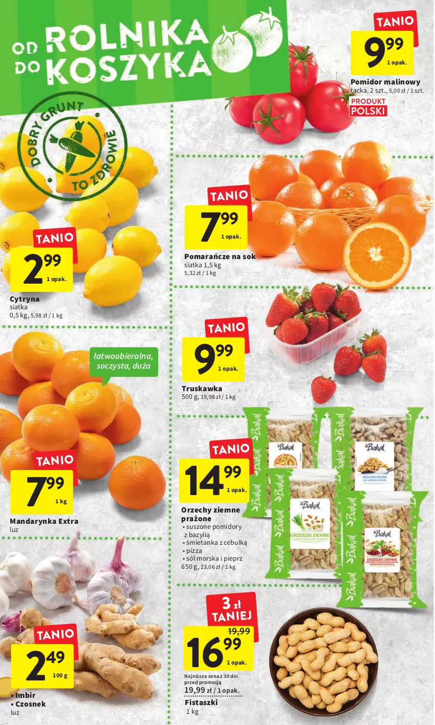 Gazetka promocyjna Intermarche - Gazetka Intermarche - ważna 02.03 do 08.03.2023 - strona 12 - produkty: Bazyl, Czosnek, Imbir, Pieprz, Pizza, Pomarańcze, Pomidor malinowy, Pomidory, Siatka, Sok, Sól, Suszone pomidory