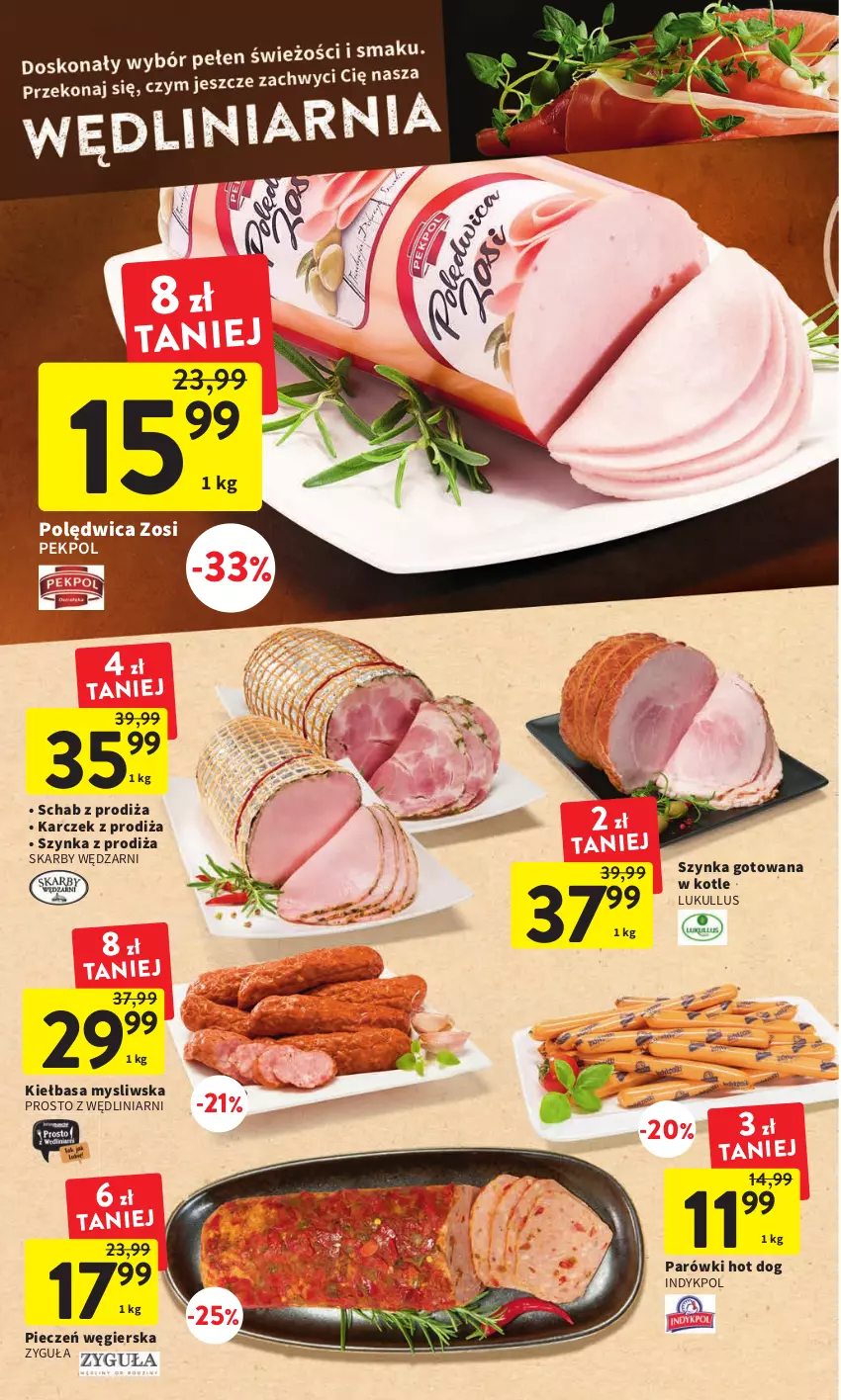 Gazetka promocyjna Intermarche - Gazetka Intermarche - ważna 02.03 do 08.03.2023 - strona 16 - produkty: Hot dog, Kiełbasa, Parówki, Parówki hot dog, Pekpol, Piec, Polędwica, Szynka