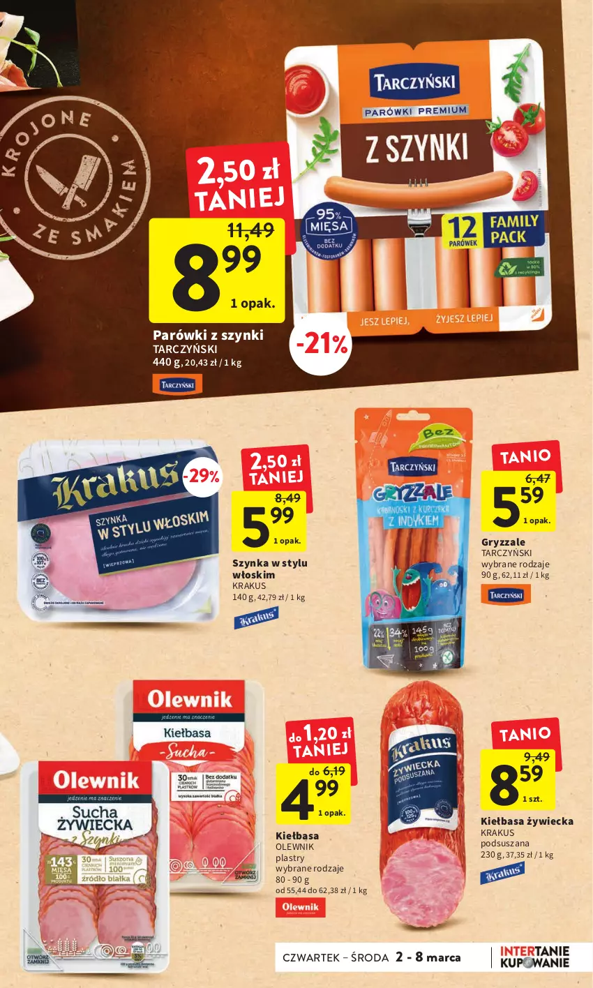 Gazetka promocyjna Intermarche - Gazetka Intermarche - ważna 02.03 do 08.03.2023 - strona 17 - produkty: Gry, Kiełbasa, Krakus, Olewnik, Parówki, Parówki z szynki, Szynka, Tarczyński