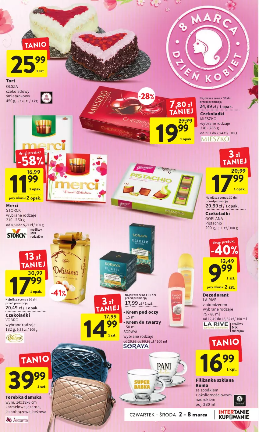 Gazetka promocyjna Intermarche - Gazetka Intermarche - ważna 02.03 do 08.03.2023 - strona 4 - produkty: Dezodorant, Filiżanka, Goplana, Krem do twarzy, Krem pod oczy, La Rive, LANA, Merci, Torebka