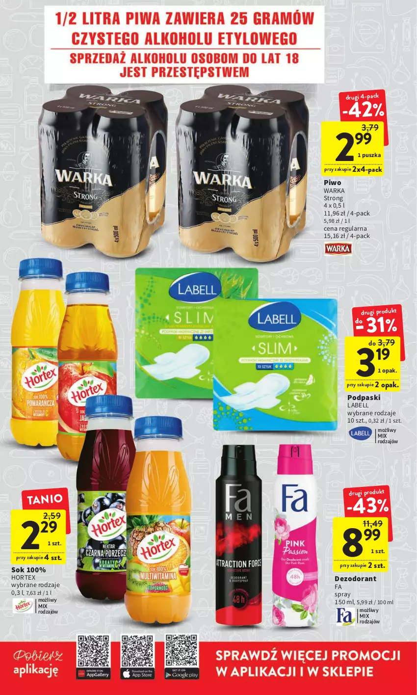 Gazetka promocyjna Intermarche - Gazetka Intermarche - ważna 02.03 do 08.03.2023 - strona 7 - produkty: Bell, Dezodorant, Fa, Hortex, Piwo, Podpaski, Sok, Warka