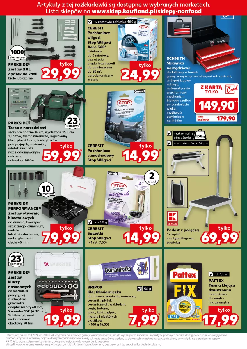 Gazetka promocyjna Kaufland - Kaufland - ważna 03.10 do 09.10.2024 - strona 13 - produkty: Ceresit, Fa, Klej, LG, Młot, Młotek, Orka, Parkside, Pasek, Por, Poziomica, Szczypce, Taśma miernicza, Top, Torba, Wkręt, Zestaw kluczy