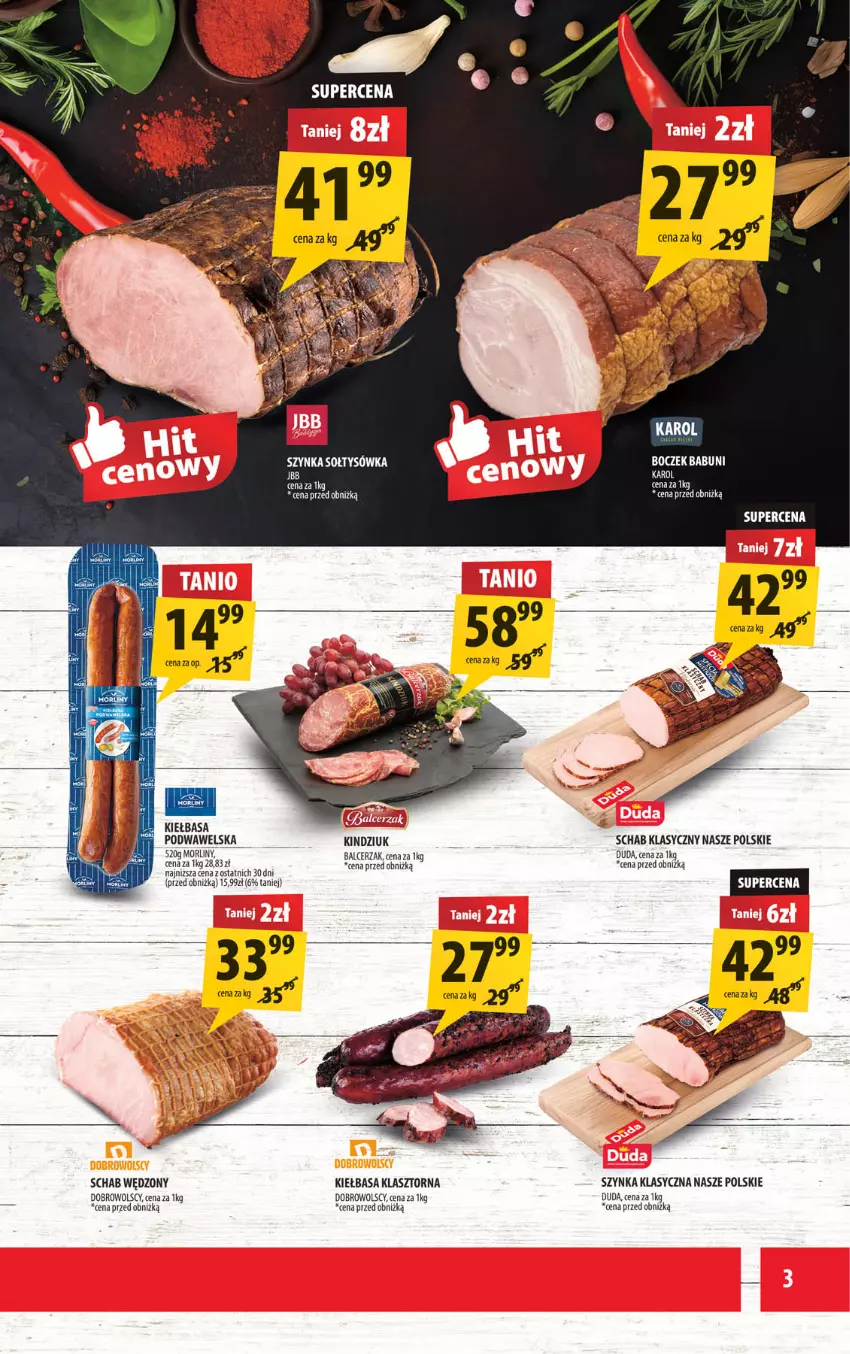 Gazetka promocyjna Arhelan - Gazetka - ważna 31.07 do 09.08.2026 - strona 3 - produkty: Babuni, Boczek, Duda, Fa, Kiełbasa, Kindziuk, Morliny, Piec, Szynka, Wawel