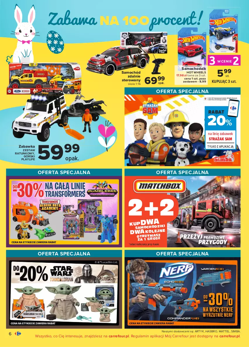 Gazetka promocyjna Carrefour - Gazetka Co masz dla mnie, zajączku? - ważna 15.03 do 03.04.2021 - strona 6 - produkty: Chodzik, Hasbro, Hot Wheels, Mattel, Samochód, Zabawka