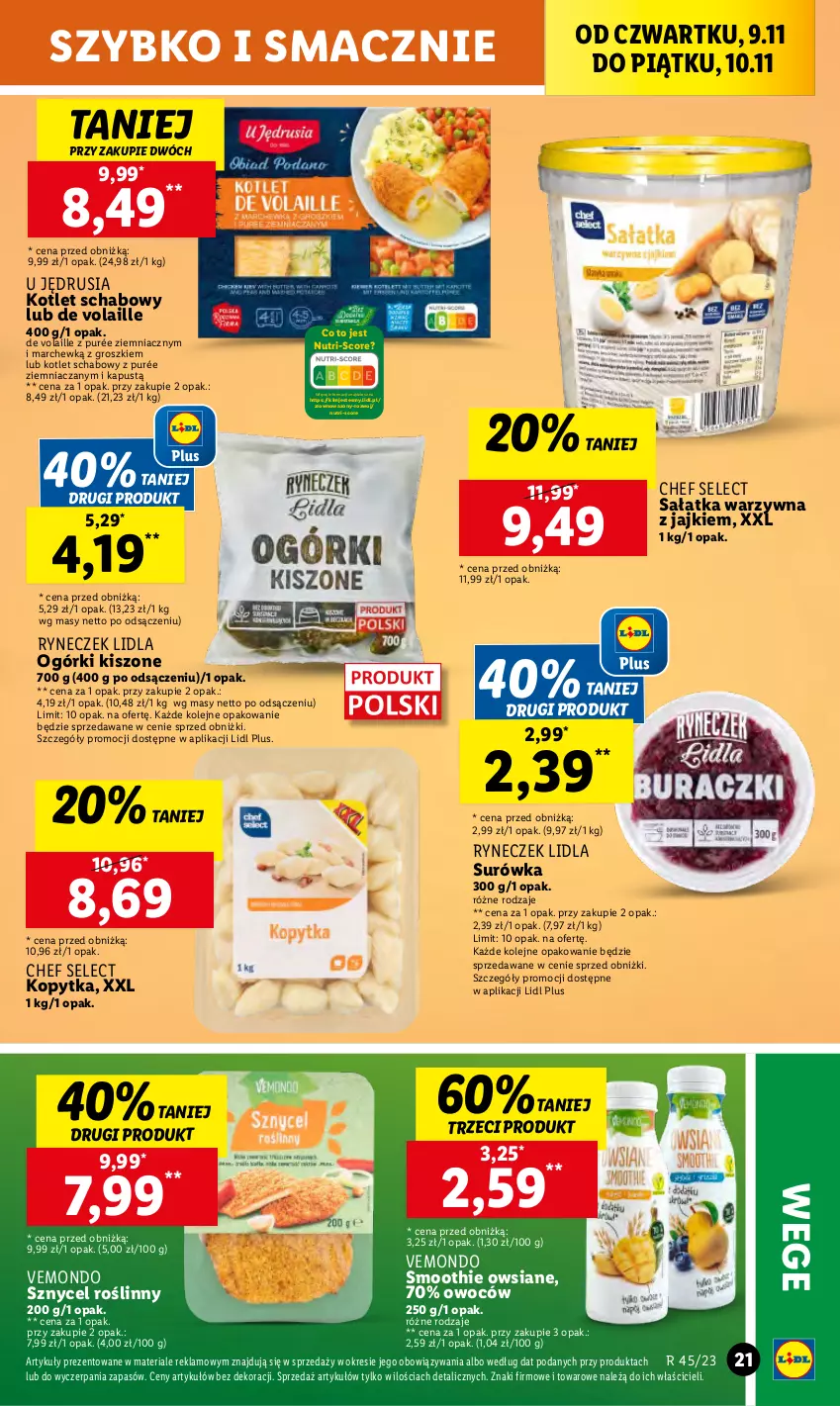 Gazetka promocyjna Lidl - GAZETKA - ważna 09.11 do 10.11.2023 - strona 37 - produkty: Kapustą, Kopytka, Kotlet, Olej, Pur, Sałat, Sałatka, Sałatka warzywna, Smoothie, Surówka, Wazon