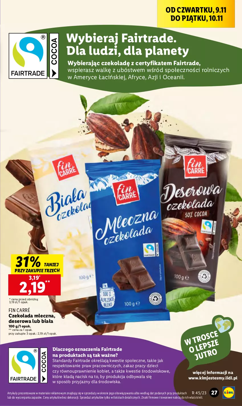 Gazetka promocyjna Lidl - GAZETKA - ważna 09.11 do 10.11.2023 - strona 43 - produkty: Czekolada, Czekolada mleczna, Deser, Dzieci, Fa, Ser