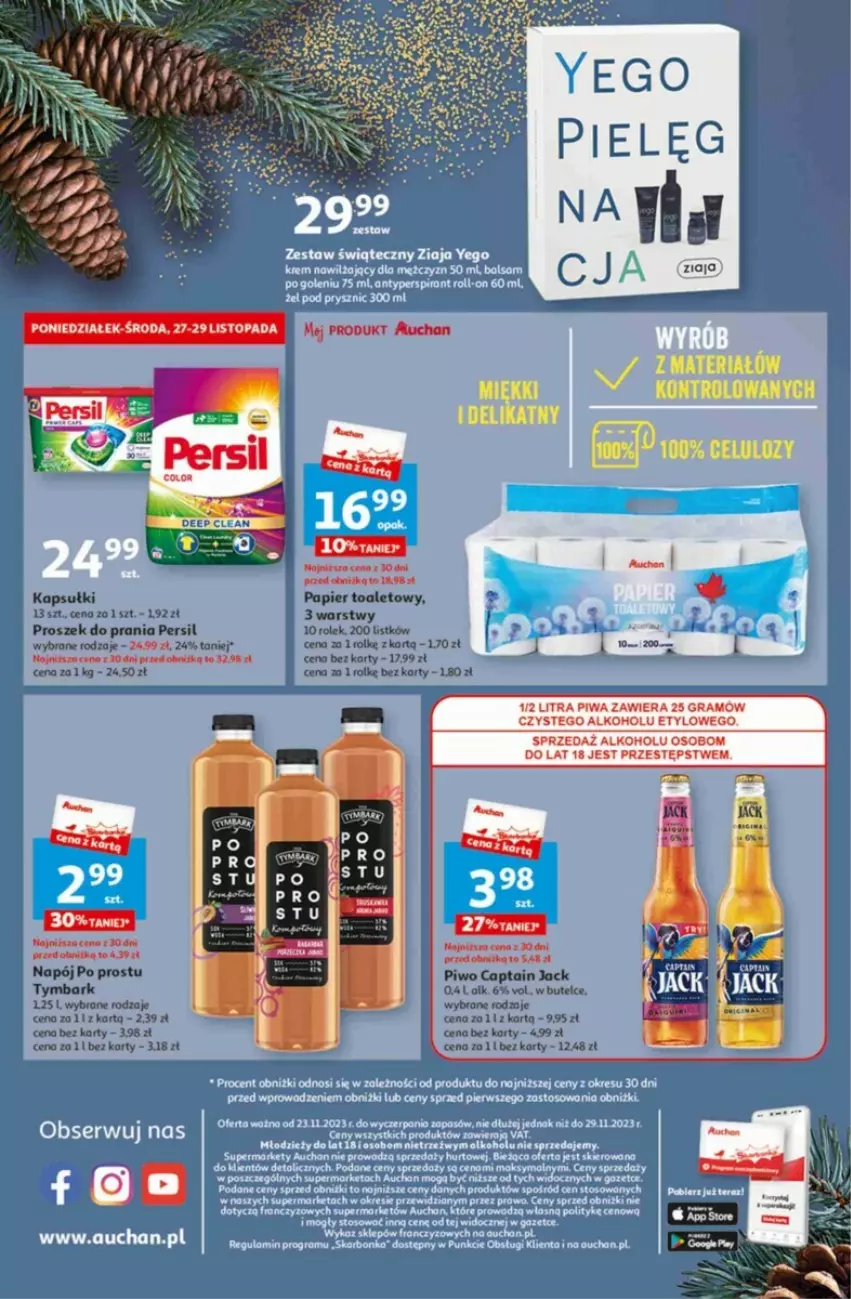 Gazetka promocyjna Auchan - ważna 23.11 do 29.11.2023 - strona 12 - produkty: Captain Jack, Gra, Napój, Papier, Papier toaletowy, Persil, Piwa, Piwo, Proszek do prania, Tymbark