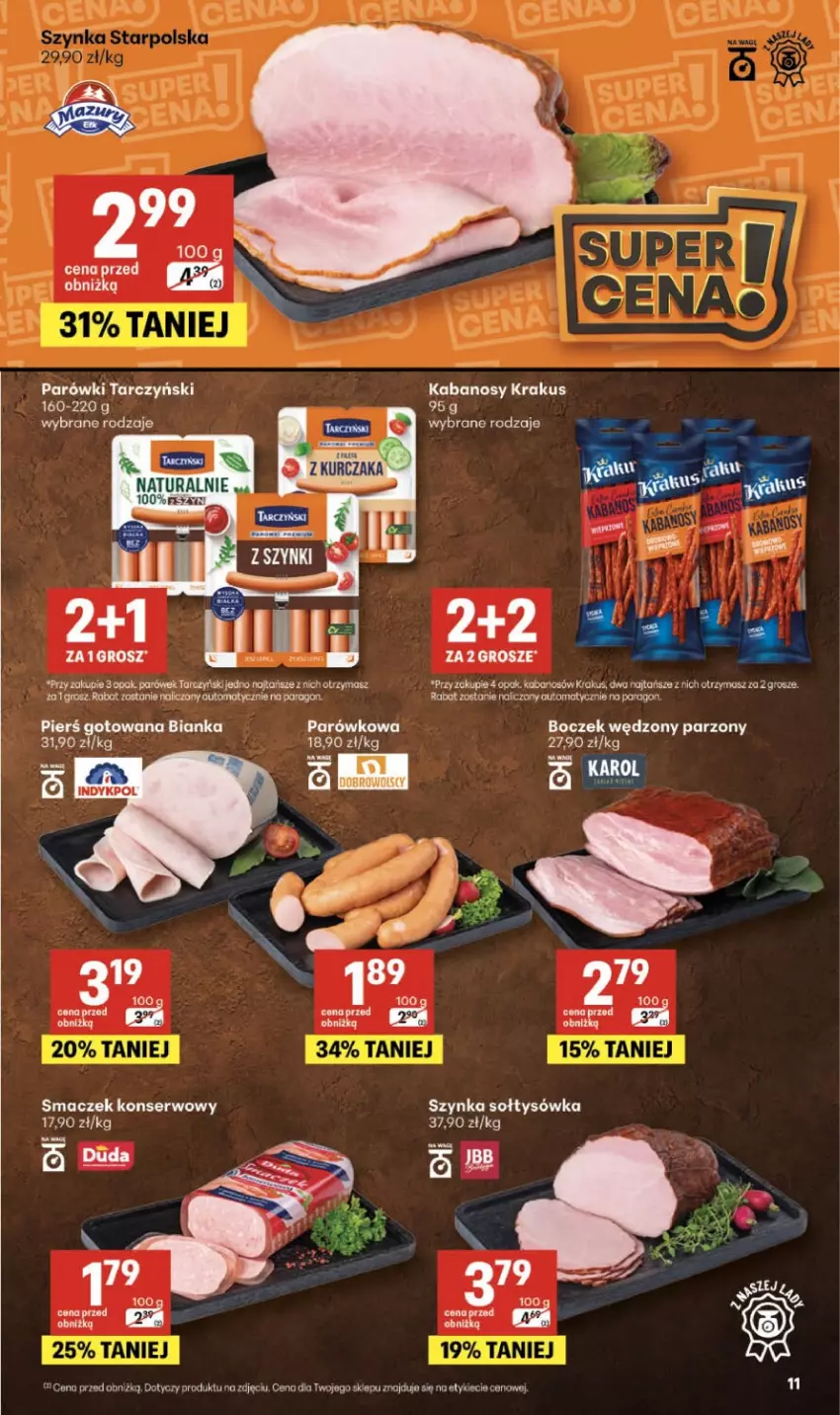 Gazetka promocyjna Delikatesy Centrum - Franczyza DC11 Czwartek - ważna 12.03 do 18.03.2026 - strona 11 - produkty: Bianka, Kabanos, Parówki, Ser, Szynka, Tarczyński