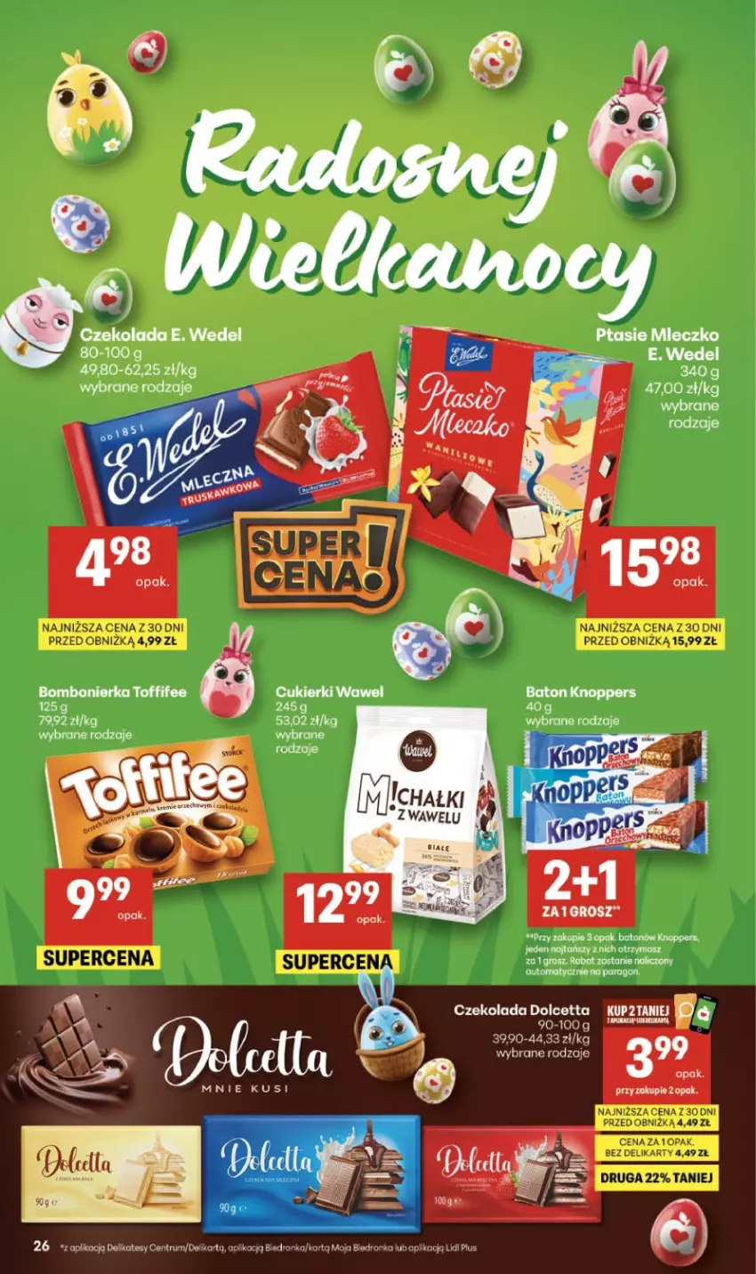 Gazetka promocyjna Delikatesy Centrum - Franczyza DC11 Czwartek - ważna 12.03 do 18.03.2026 - strona 26 - produkty: Baton, Cukier, Cukierki, Czekolada, Dron, E. Wedel, Knoppers, Rum, Toffifee, Wawel