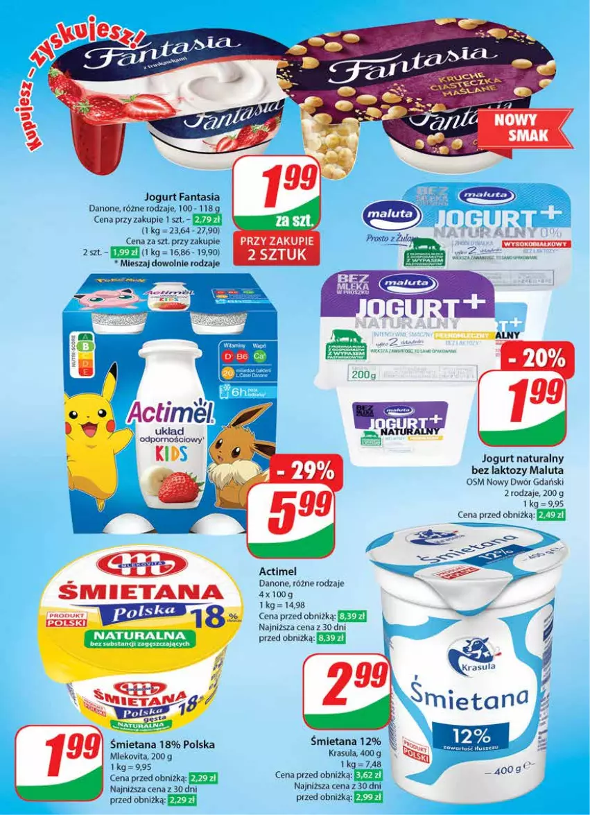 Gazetka promocyjna Dino - Gazetka 31 / 2024 - ważna 31.07 do 06.08.2024 - strona 34 - produkty: Actimel, Danone, Fa, Fanta, Jogurt, Jogurt naturalny, Mleko, Mlekovita