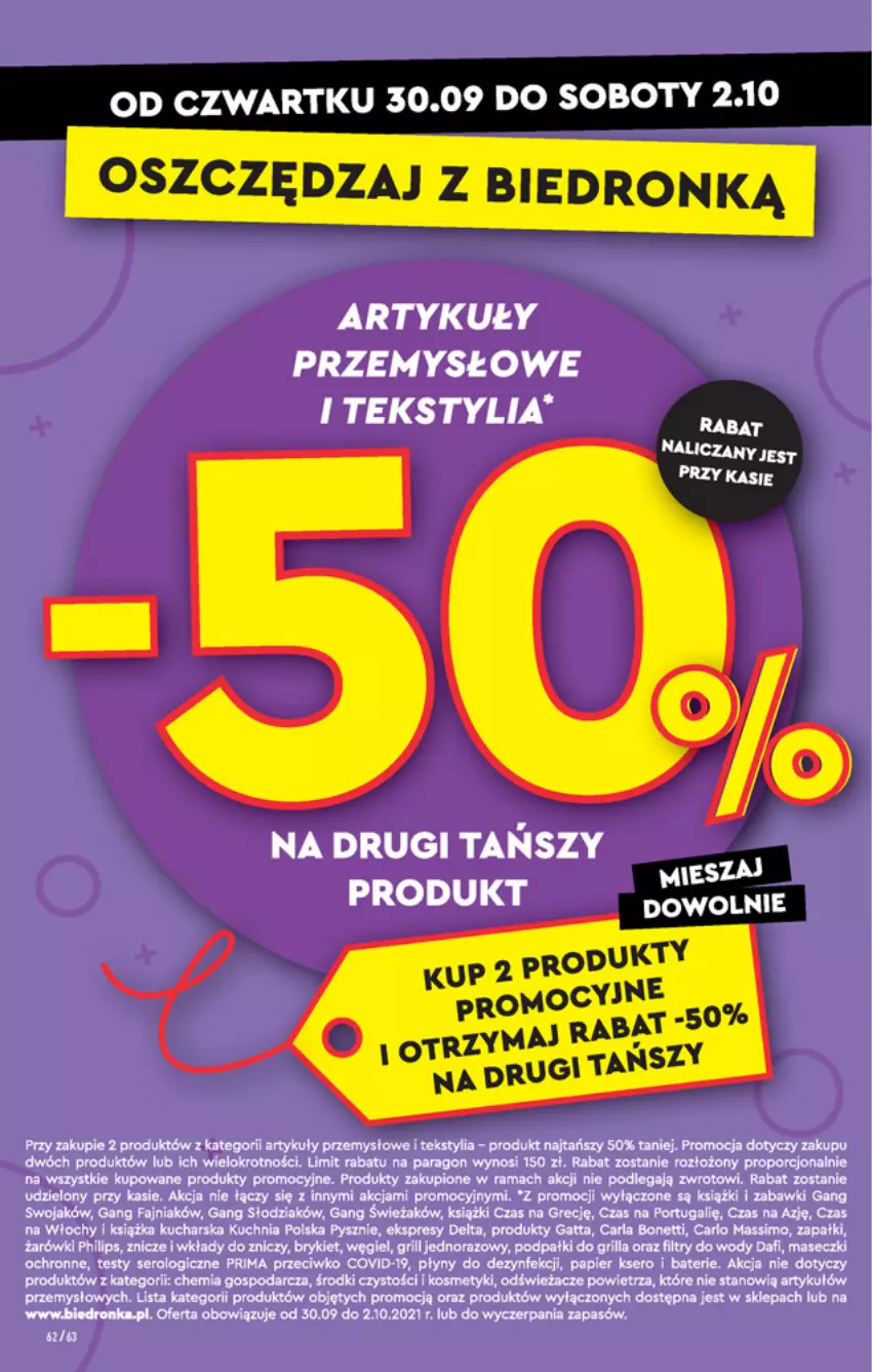 Gazetka promocyjna Biedronka - W tym tygodniu - ważna 30.09 do 06.10.2021 - strona 62 - produkty: Dron, Fa, Gatta, Grill, Książka, Kuchnia, Papier, Philips, Por, Prima, Rama, Ser, Znicz