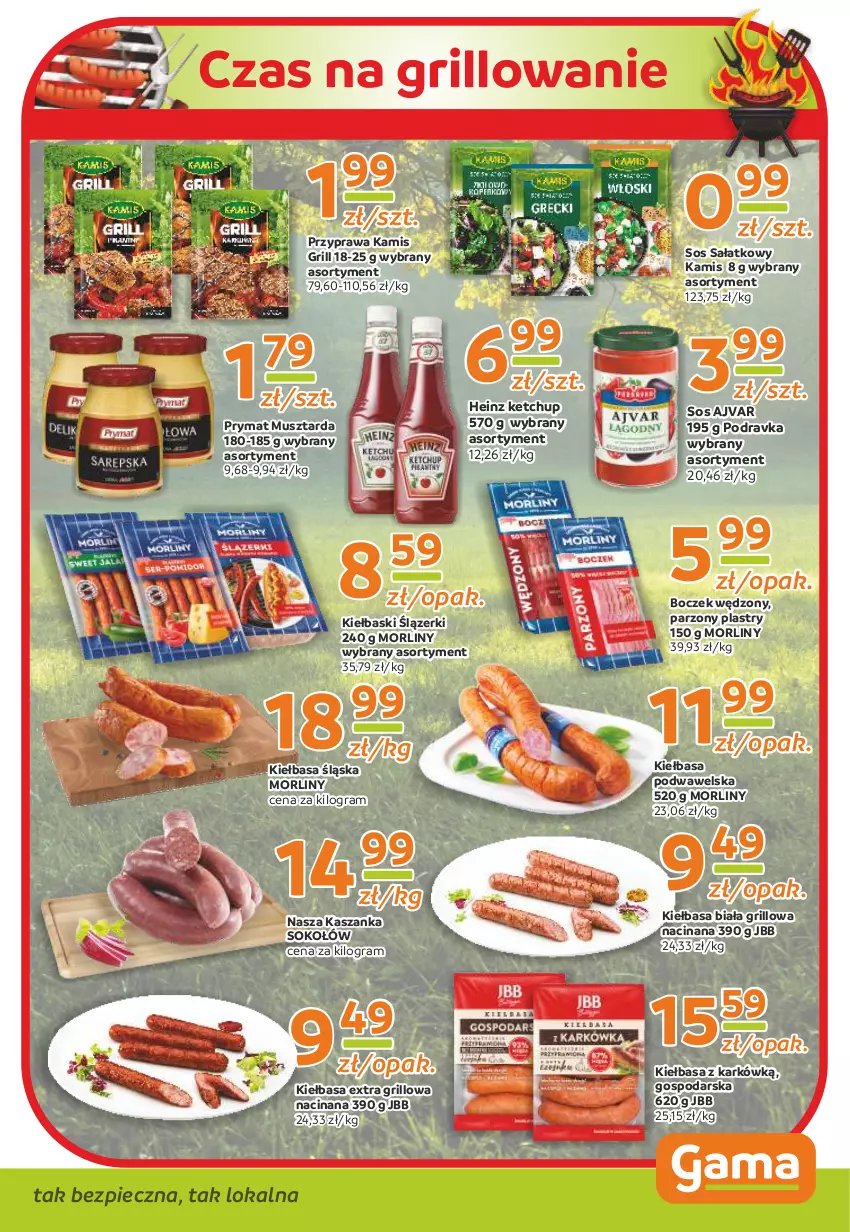 Gazetka promocyjna Gama - Gazetka Gama - ważna 20.06.2022 do 09.06.2023 - strona 5 - produkty: Boczek, Gra, Grill, Heinz, Kamis, Kasza, Kaszanka, Ketchup, Kiełbasa, Kiełbasa biała, Kiełbasa podwawelska, Kiełbasa śląska, Morliny, Mus, Musztarda, Piec, Podravka, Prymat, Sałat, Sok, Sokołów, Sos, Wawel