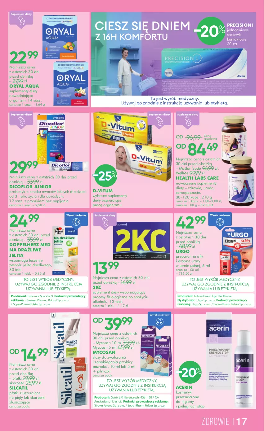 Gazetka promocyjna Super Pharm - Gazetka - ważna 20.05 do 03.06.2025 - strona 17 - produkty: Acer, BIC, D-Vitum, Dicoflor, Doppelherz, Dzieci, Gra, Karp, Mop, Probiotyk, Ser, Skarpetki, Soczewki kontaktowe, Suplement diety, Urgo, Zdrowie