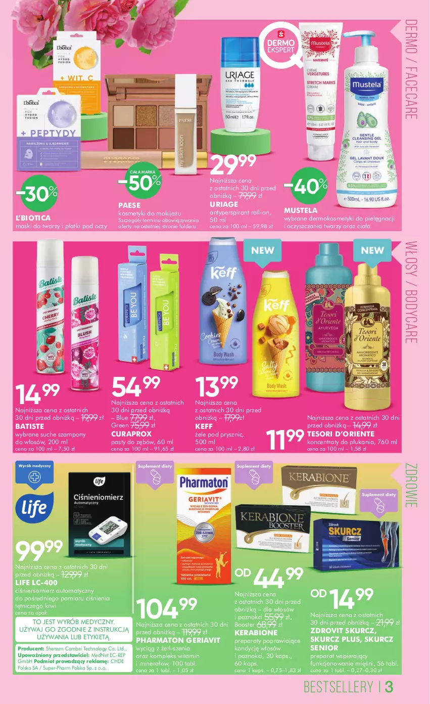 Gazetka promocyjna Super Pharm - Gazetka - ważna 20.05 do 03.06.2025 - strona 3 - produkty: Antyperspirant, Batiste, Body, Booster, Ciśnieniomierz, Curaprox, Fa, Kosmetyki do pielęgnacji, Makijaż, Mus, Mustela, PAESE, Szampon, Zdrowie