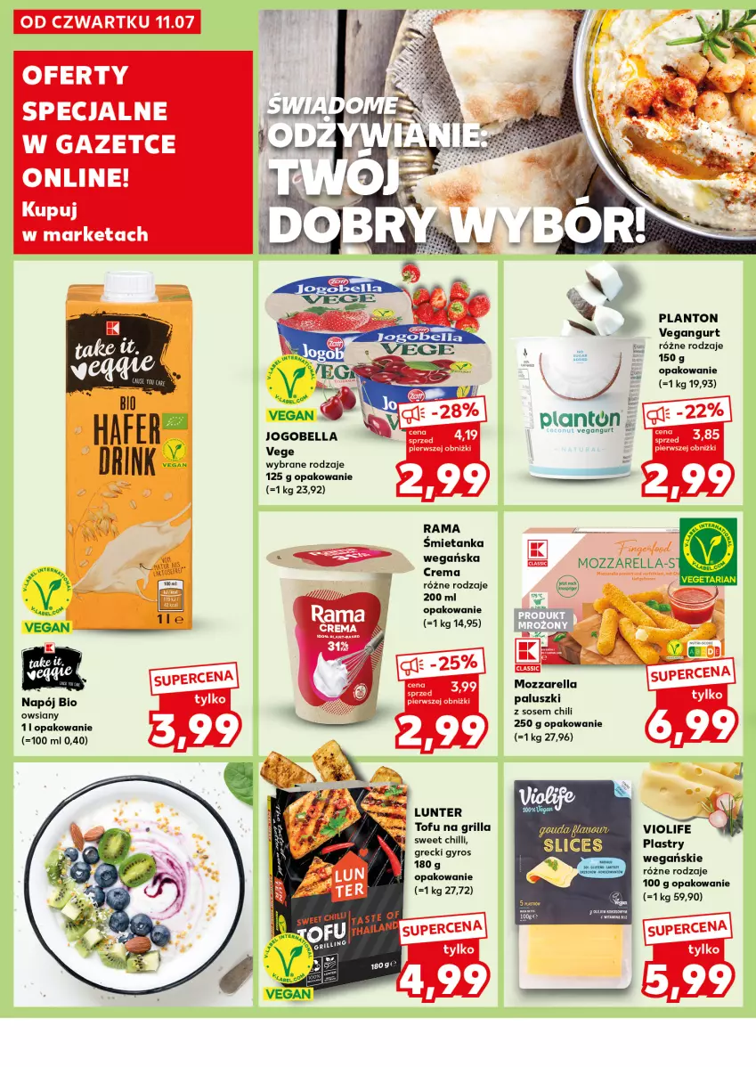 Gazetka promocyjna Kaufland - Kaufland - ważna 15.07 do 17.07.2024 - strona 20 - produkty: Bell, Bella, Fa, Grill, Gyros, Jogobella, Mozzarella, Napój, Rama, Sos, Tofu, Vegangurt