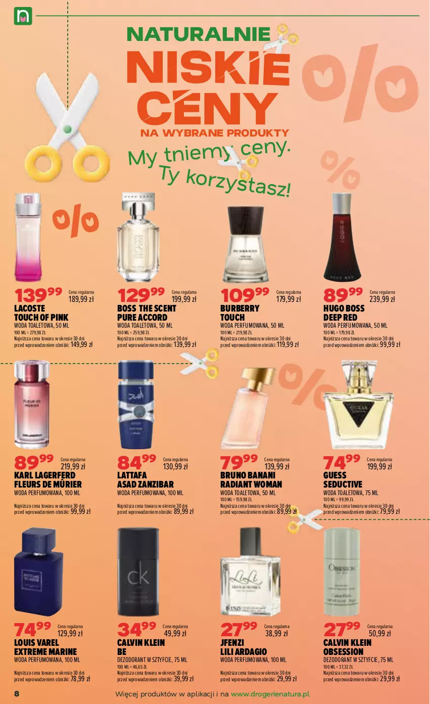 Gazetka promocyjna Drogerie Natura - Gazetka Drogerie Natura - ważna 07.07 do 20.07.2026 - strona 8 - produkty: Bruno Banani, Burberry, Calvin Klein, Dezodorant, Fa, Hugo Boss, Lacoste, Perfum, Pur, SESSIO, Woda, Woda perfumowana, Woda toaletowa