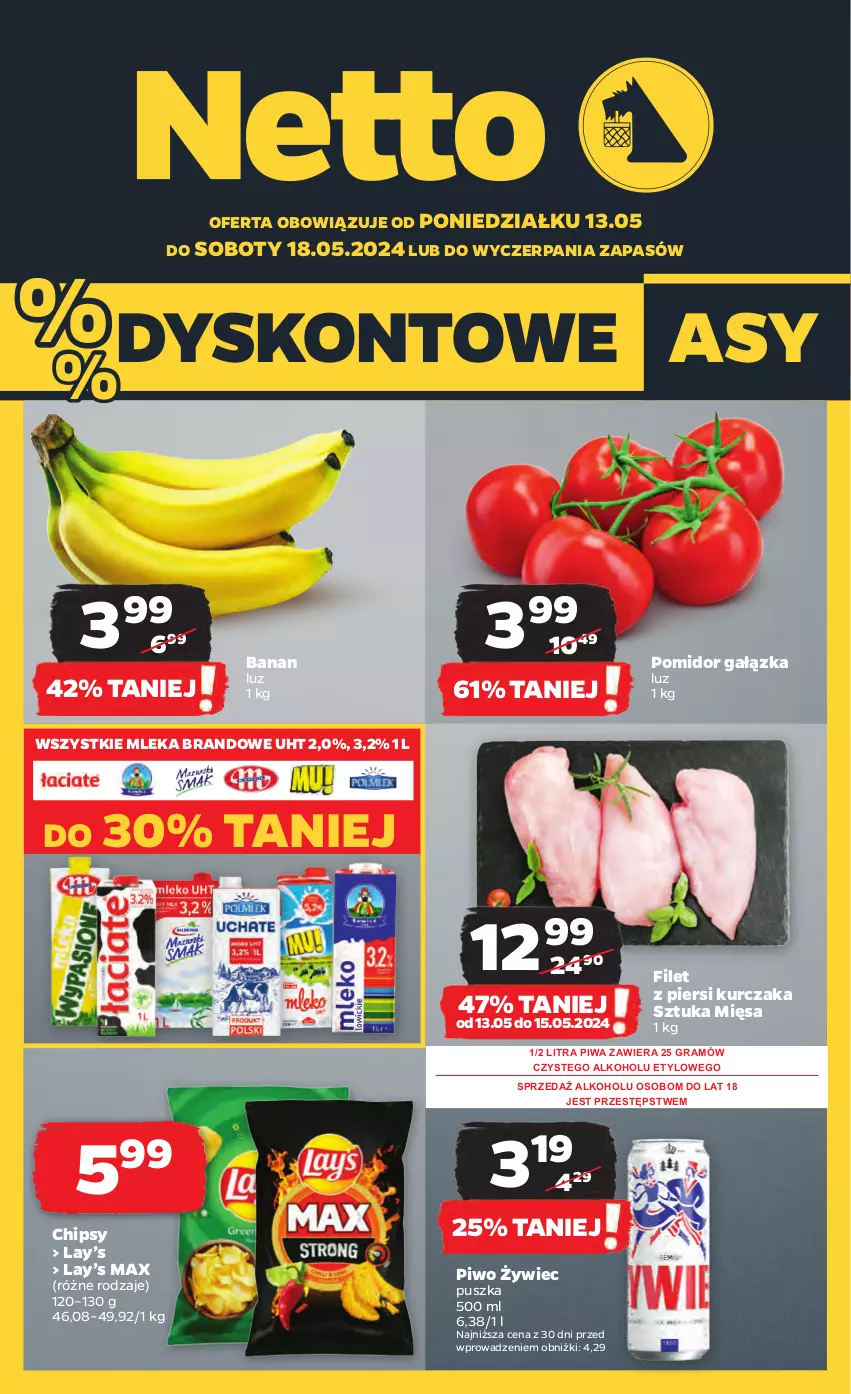 Gazetka promocyjna Netto - Artykuły spożywcze - ważna 13.05 do 18.05.2024 - strona 1 - produkty: Chipsy, Filet z piersi kurczaka, Gra, Kurczak, Lay’s, Piwa, Piwo