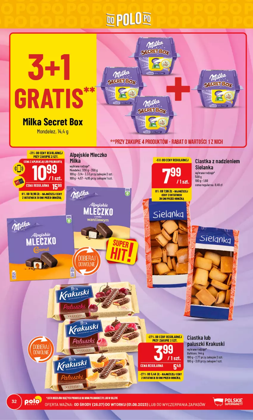 Gazetka promocyjna PoloMarket - Gazetka pomocyjna - ważna 26.07 do 01.08.2023 - strona 32 - produkty: Ciastka, Milka, Mleczko