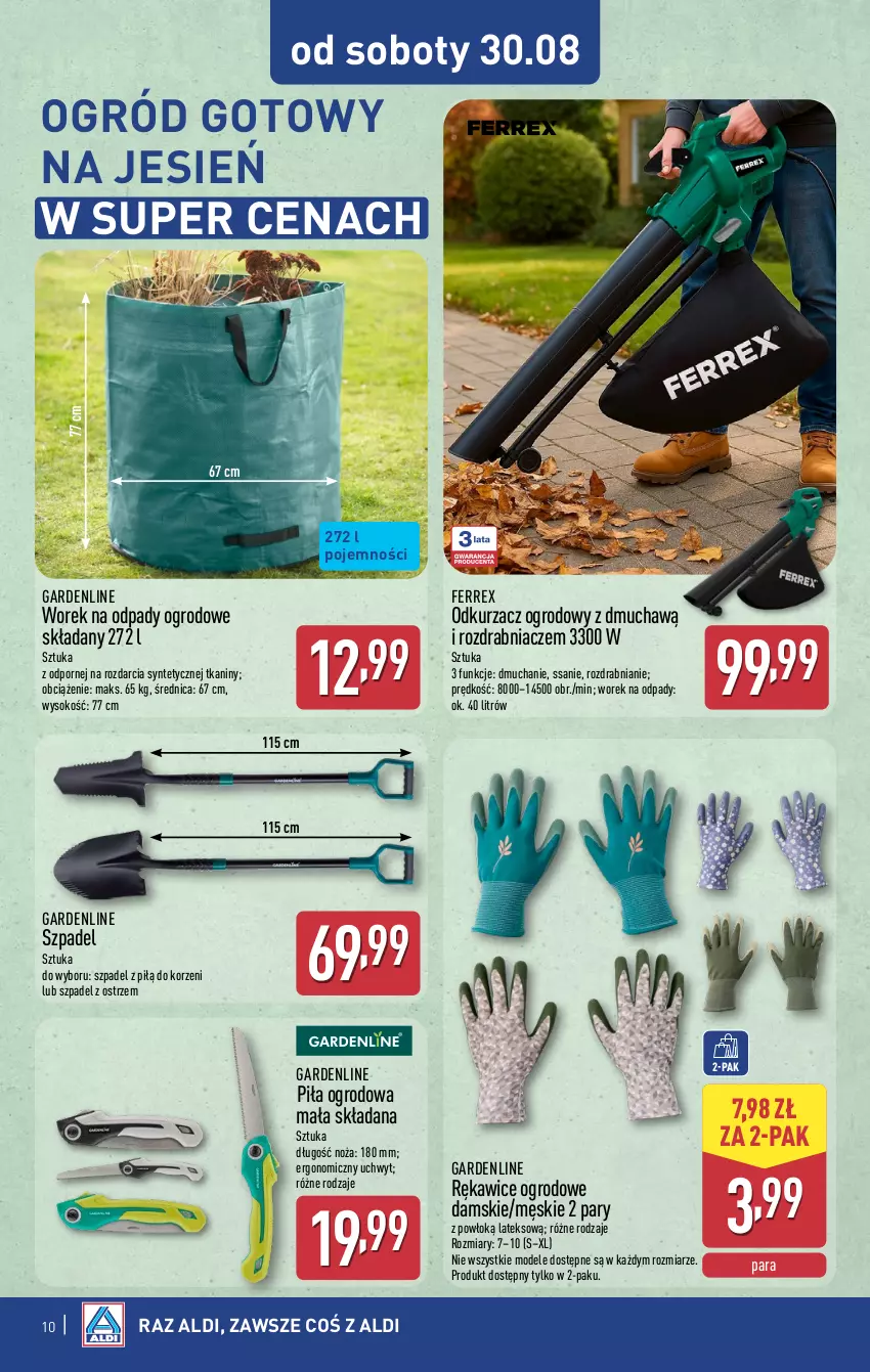 Gazetka promocyjna Aldi - Artykuły przemysłowe i tekstylia - ważna 27.08 do 30.08.2025 - strona 10 - produkty: Noż, Odkurzacz, Ogród, Por, Rękawice, Rozdrabniacz, Sok