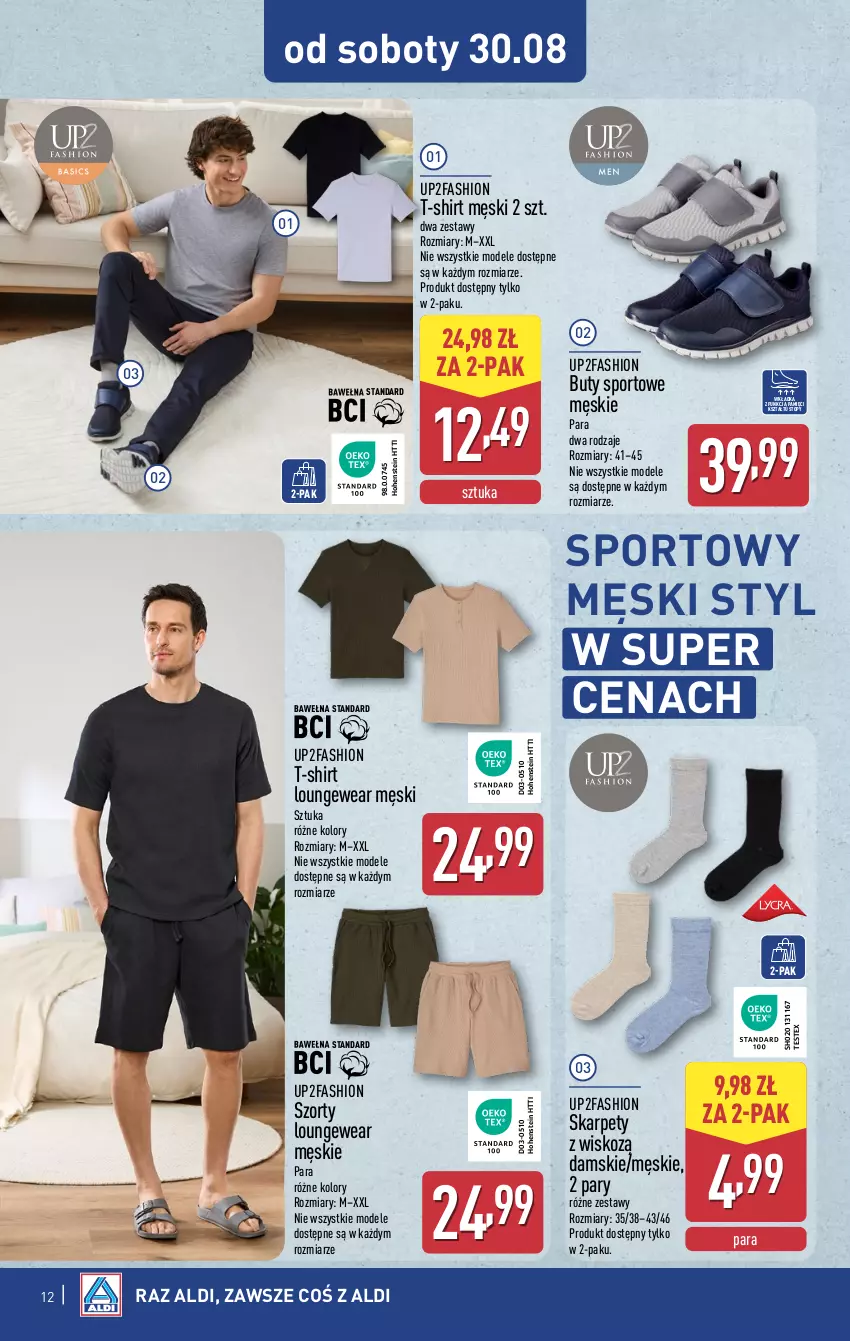 Gazetka promocyjna Aldi - Artykuły przemysłowe i tekstylia - ważna 27.08 do 30.08.2025 - strona 12 - produkty: Buty, Fa, Karp, Por, Sport, Szorty, T-shirt, Top