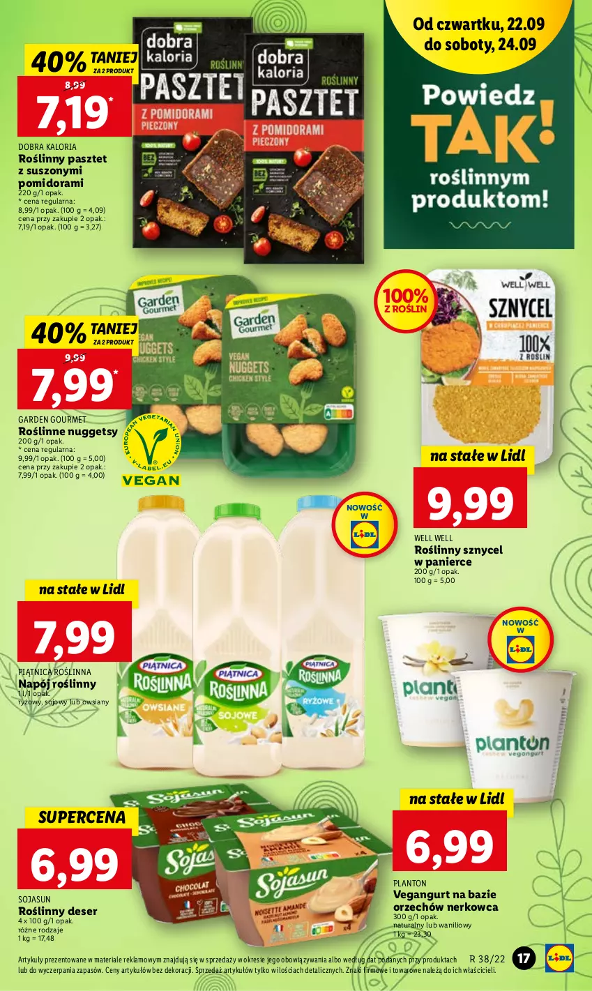 Gazetka promocyjna Lidl - GAZETKA - ważna 22.09 do 24.09.2022 - strona 17 - produkty: Deser, Napój, Napój roślinny, Pasztet, Piątnica, Ryż, Ser, Vegangurt