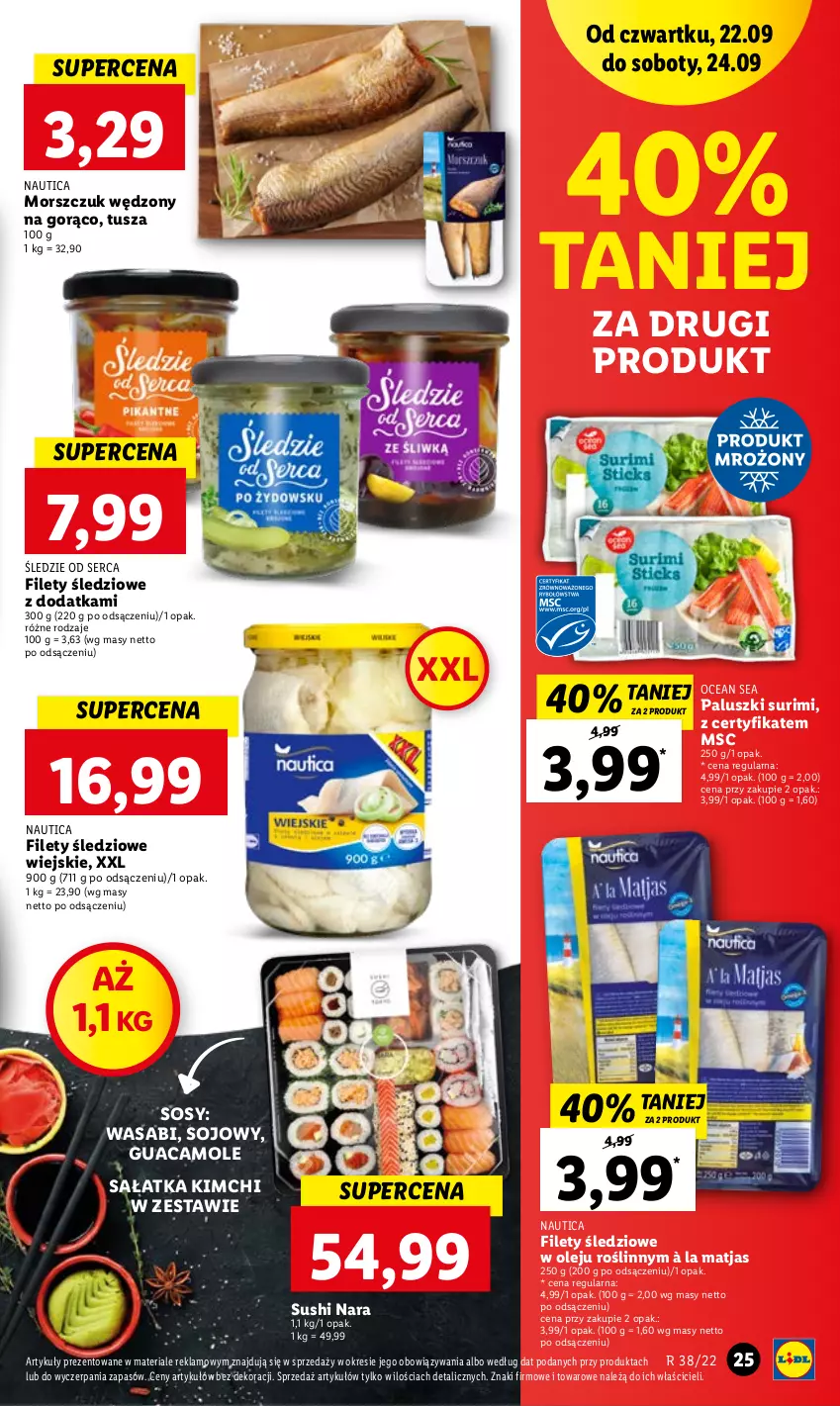 Gazetka promocyjna Lidl - GAZETKA - ważna 22.09 do 24.09.2022 - strona 25 - produkty: Amol, Matjas, Olej, Sałat, Sałatka, Ser, Sos, Surimi, Sushi, Tusz, Wasa