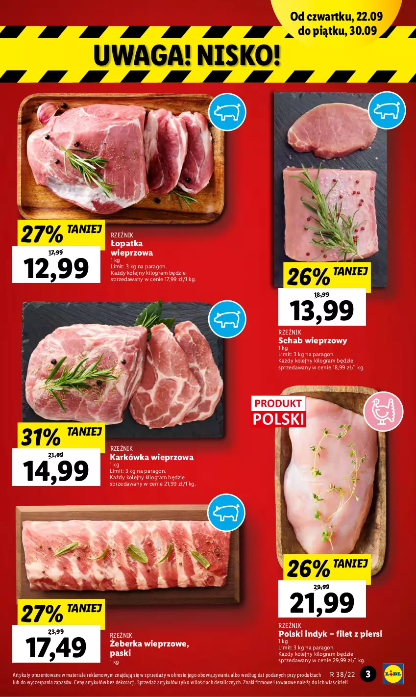 Gazetka promocyjna Lidl - GAZETKA - ważna 22.09 do 24.09.2022 - strona 3 - produkty: Gra, Karkówka wieprzowa, Olej, Schab wieprzowy, Waga