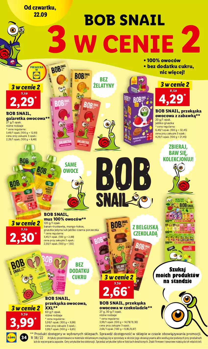 Gazetka promocyjna Lidl - GAZETKA - ważna 22.09 do 24.09.2022 - strona 34 - produkty: Gala, Galaretka, Kokos, Mango, Mus, Por