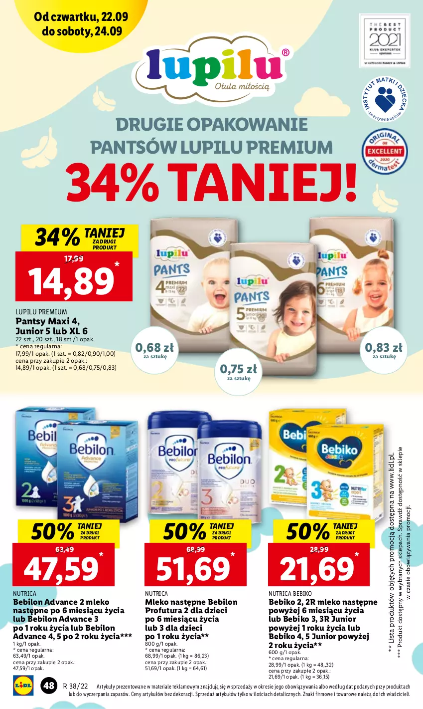 Gazetka promocyjna Lidl - GAZETKA - ważna 22.09 do 24.09.2022 - strona 48 - produkty: Bebiko, BEBILON, Dzieci, Mleko, O nas