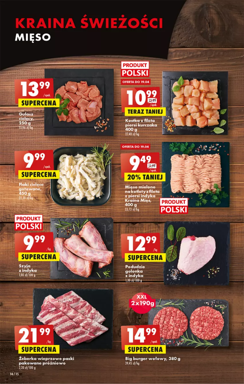 Gazetka promocyjna Biedronka - ważna 17.04 do 22.04.2023 - strona 14 - produkty: Burger, Flaki, Kurczak, Ser