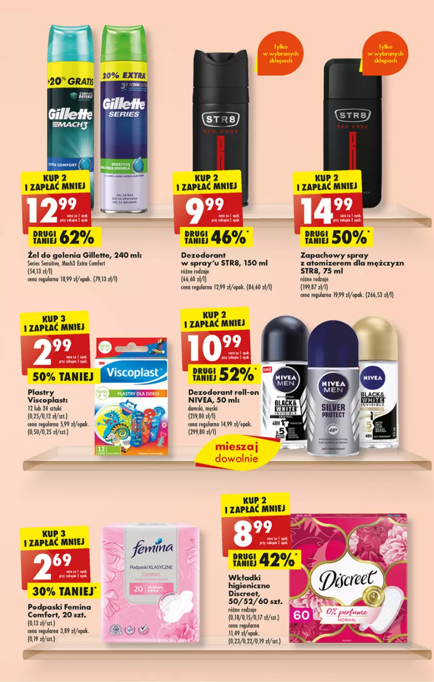 Gazetka promocyjna Biedronka - ważna 17.04 do 22.04.2023 - strona 43 - produkty: Dezodorant, Gillette, Mach3, Nivea, Podpaski, Por, Ser, Str8, Viscoplast, Wkładki