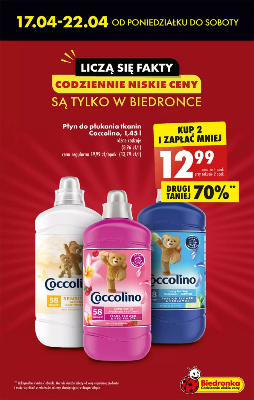 Gazetka promocyjna Biedronka - ważna 17.04 do 22.04.2023 - strona 5 - produkty: Coccolino, Płyn do płukania, Ser