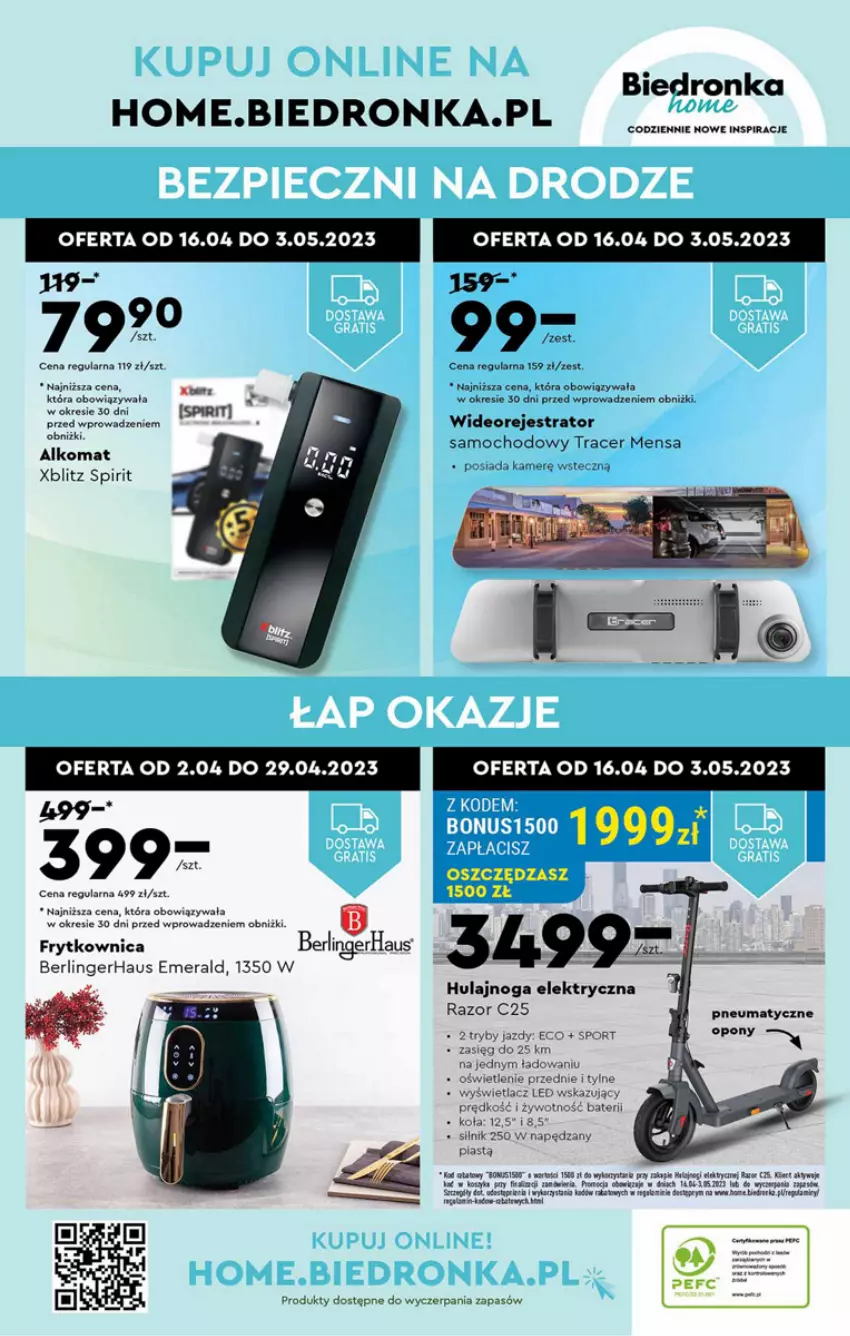 Gazetka promocyjna Biedronka - ważna 17.04 do 22.04.2023 - strona 52 - produkty: Acer, Alkomat, Dron, Hulajnoga, Hulajnoga elektryczna, Piast, Por, Ryba, Sport, Wideorejestrator, Xblitz