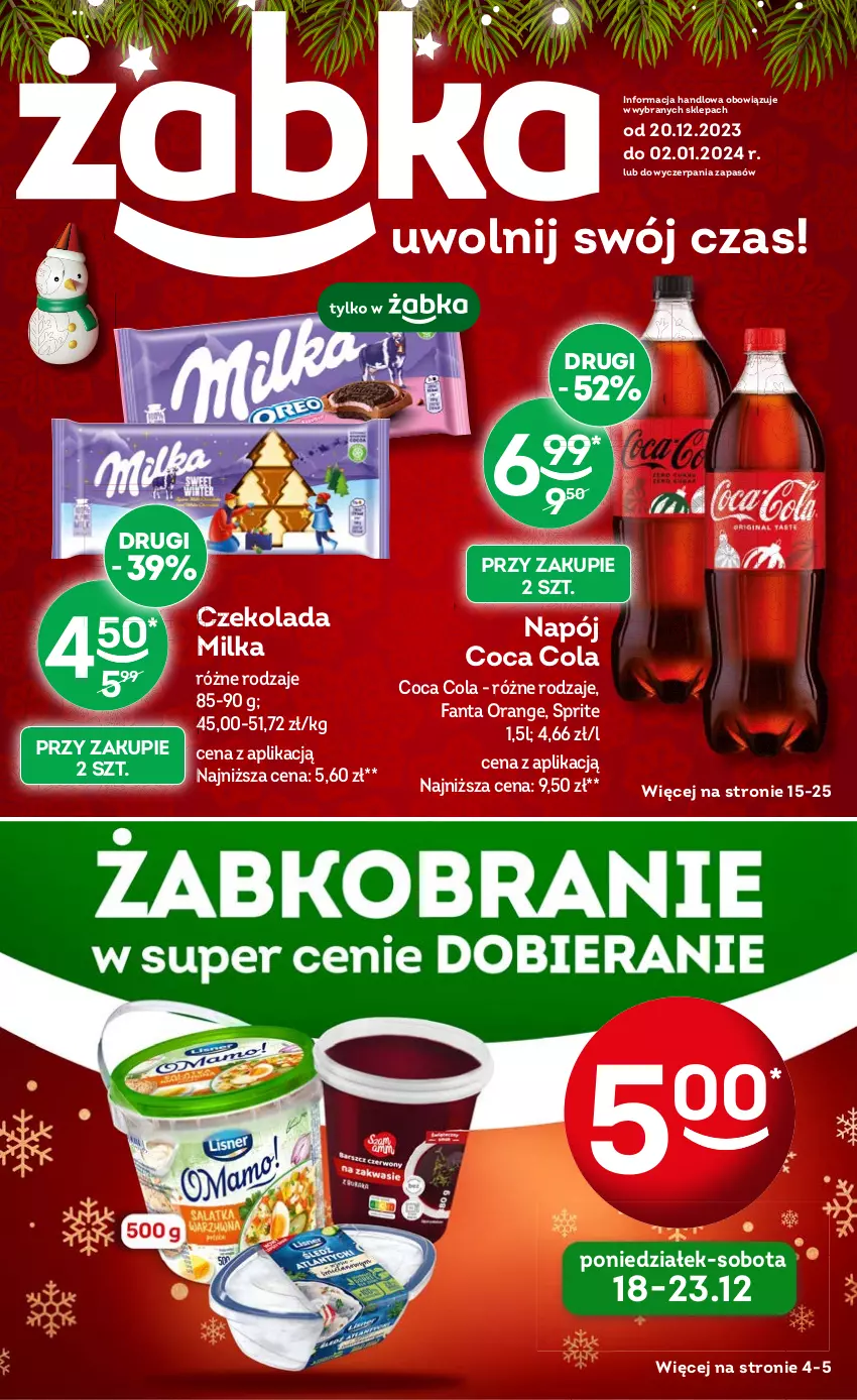 Gazetka promocyjna Żabka - ważna 20.12.2023 do 02.01.2024 - strona 1 - produkty: Czekolada, Fa, Fanta, Milka, Napój, Sprite