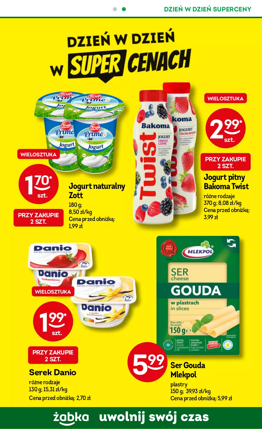 Gazetka promocyjna Żabka - ważna 20.12.2023 do 02.01.2024 - strona 37 - produkty: Bakoma, Danio, Gouda, Jogurt, Jogurt naturalny, Jogurt pitny, Ser, Serek, Zott