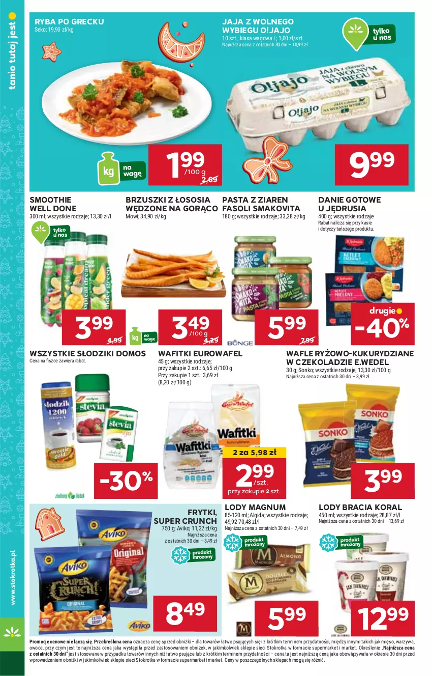 Gazetka promocyjna Stokrotka - Supermarket Opole/Radom - ważna 14.11 do 20.11.2024 - strona 24 - produkty: Brzuszki z łososia, Danie gotowe, Fa, Frytki, HP, Jaja, Jaja z wolnego wybiegu, Lody, Ryba, Ryba po grecku, Ryż, Smoothie, Sos, Wafle