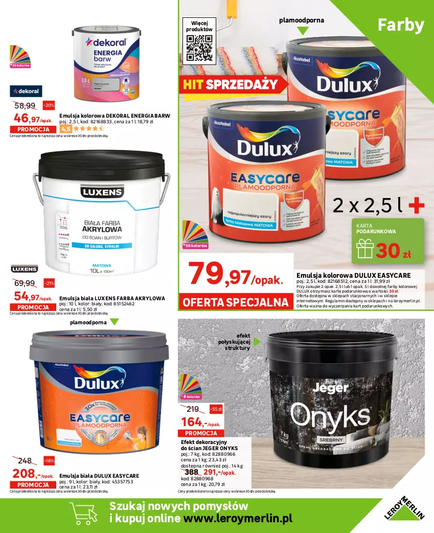 Gazetka promocyjna Leroy Merlin - Gazetka Leroy Merlin - ważna 23.08 do 12.09.2023 - strona 7 - produkty: Dekoral, Dulux, Emulsja, Fa, Farba akrylowa, Kamień gipsowy, Luxens, Płytka, Por, Sport, Tapeta, Telefon, Tran