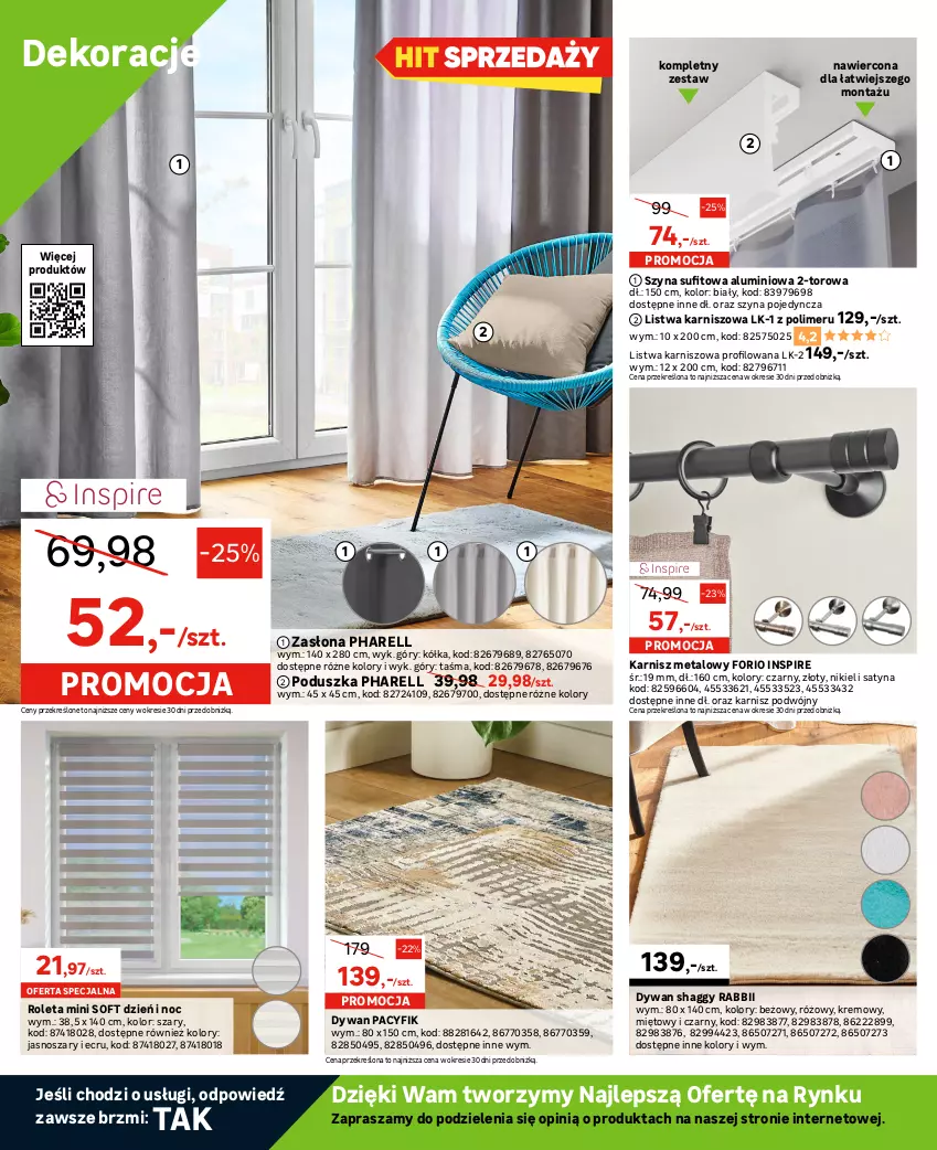 Gazetka promocyjna Leroy Merlin - Gazetka Leroy Merlin - ważna 23.08 do 12.09.2023 - strona 8 - produkty: Dywan, Gala, Gra, Karnisz, Lack, Lampa, Lampa sufitowa, Lampa wisząca, Listwa, Plafon, Plafon LED, Poduszka, Reflektor, Roleta, Ser, Szyna, Zasłona