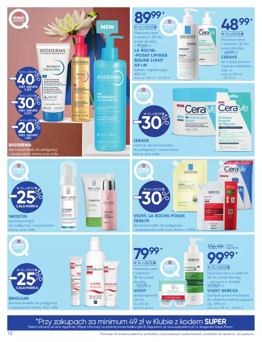 Gazetka promocyjna Super Pharm - Gazetka - ważna 18.09 do 12.10.2025 - strona 12 - produkty: Antyperspirant, Bioderma, CeraVe, Emolium, Iwostin, Kosmetyki do pielęgnacji, La Roche-Posay, Lipikar, Szampon, Vichy