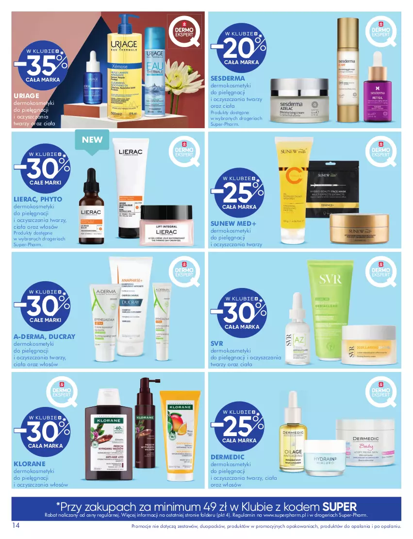 Gazetka promocyjna Super Pharm - Gazetka - ważna 18.09 do 12.10.2025 - strona 14 - produkty: A-derma, Dermedic, Ducray, Klorane, Kosmetyki do pielęgnacji, Lierac, Phyto, Sesderma, SVR