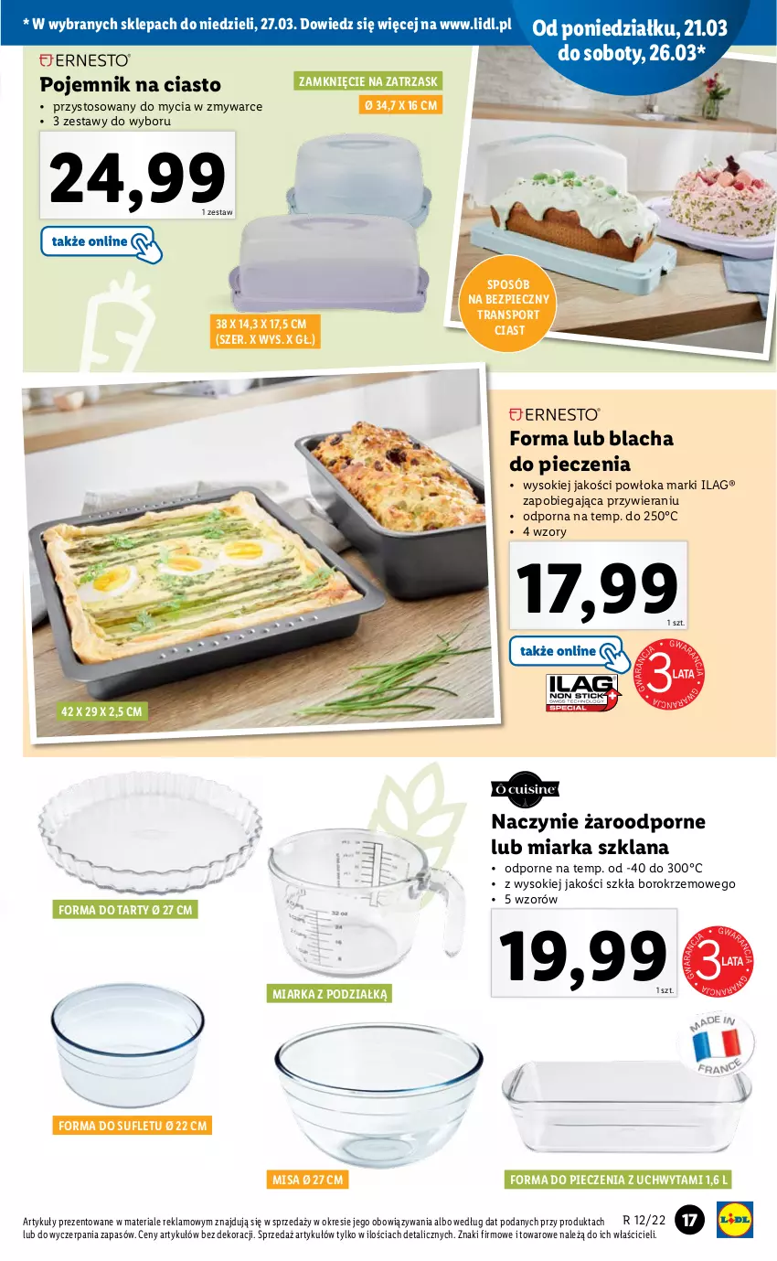 Gazetka promocyjna Lidl - GAZETKA - ważna 21.03 do 27.03.2022 - strona 17 - produkty: Blacha do pieczenia, Forma do pieczenia, LANA, Miarka, Naczynie żaroodporne, Piec, Pojemnik, Pojemnik na ciasto, Por, Sok, Sport, Tran