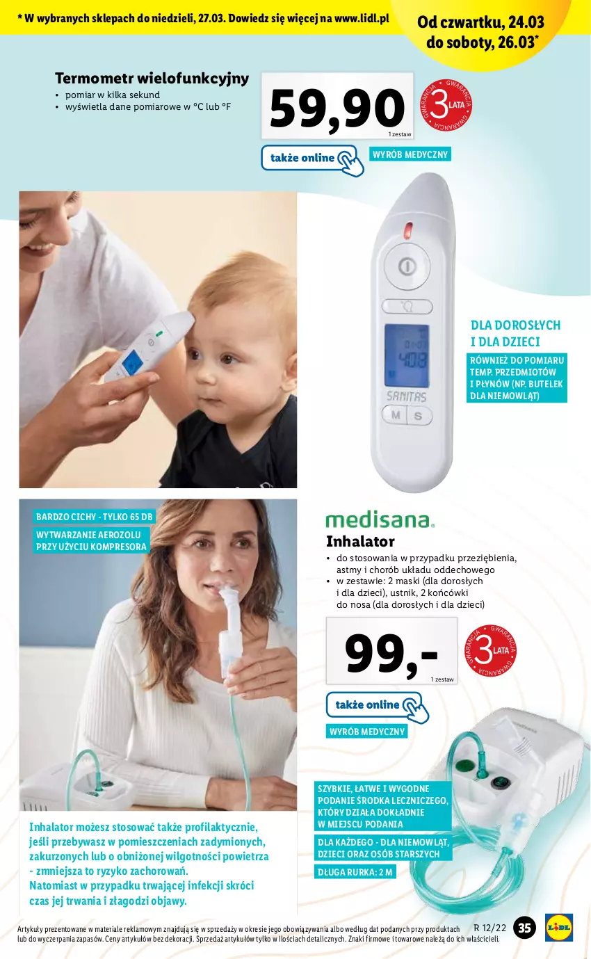 Gazetka promocyjna Lidl - GAZETKA - ważna 21.03 do 27.03.2022 - strona 35 - produkty: Dzieci, Inhalator, Kompresor, LG, Termometr, Ustnik, Znicz