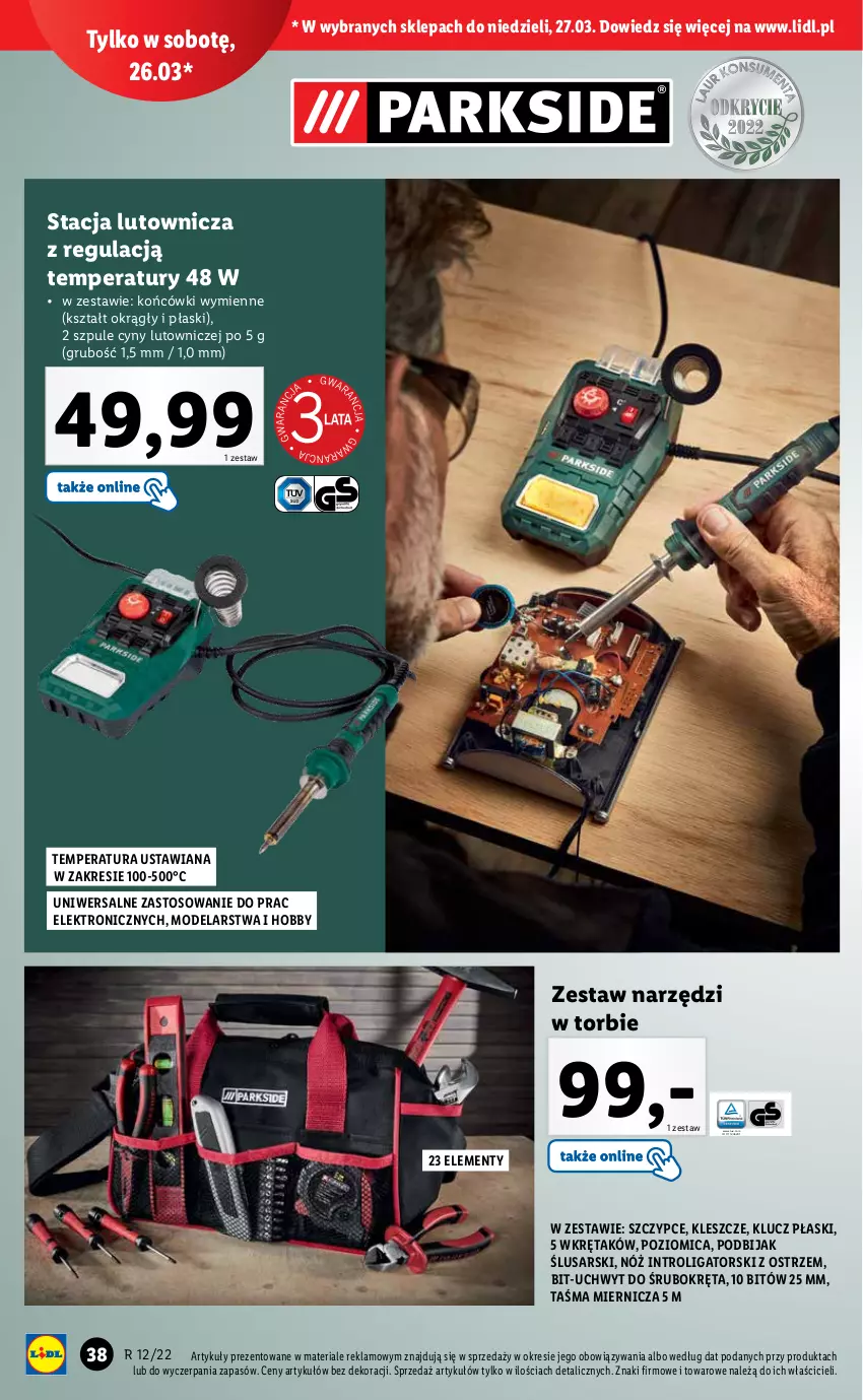 Gazetka promocyjna Lidl - GAZETKA - ważna 21.03 do 27.03.2022 - strona 38 - produkty: Hobby, Poziomica, Szczypce, Taśma miernicza, Wkręt, Zestaw narzędzi