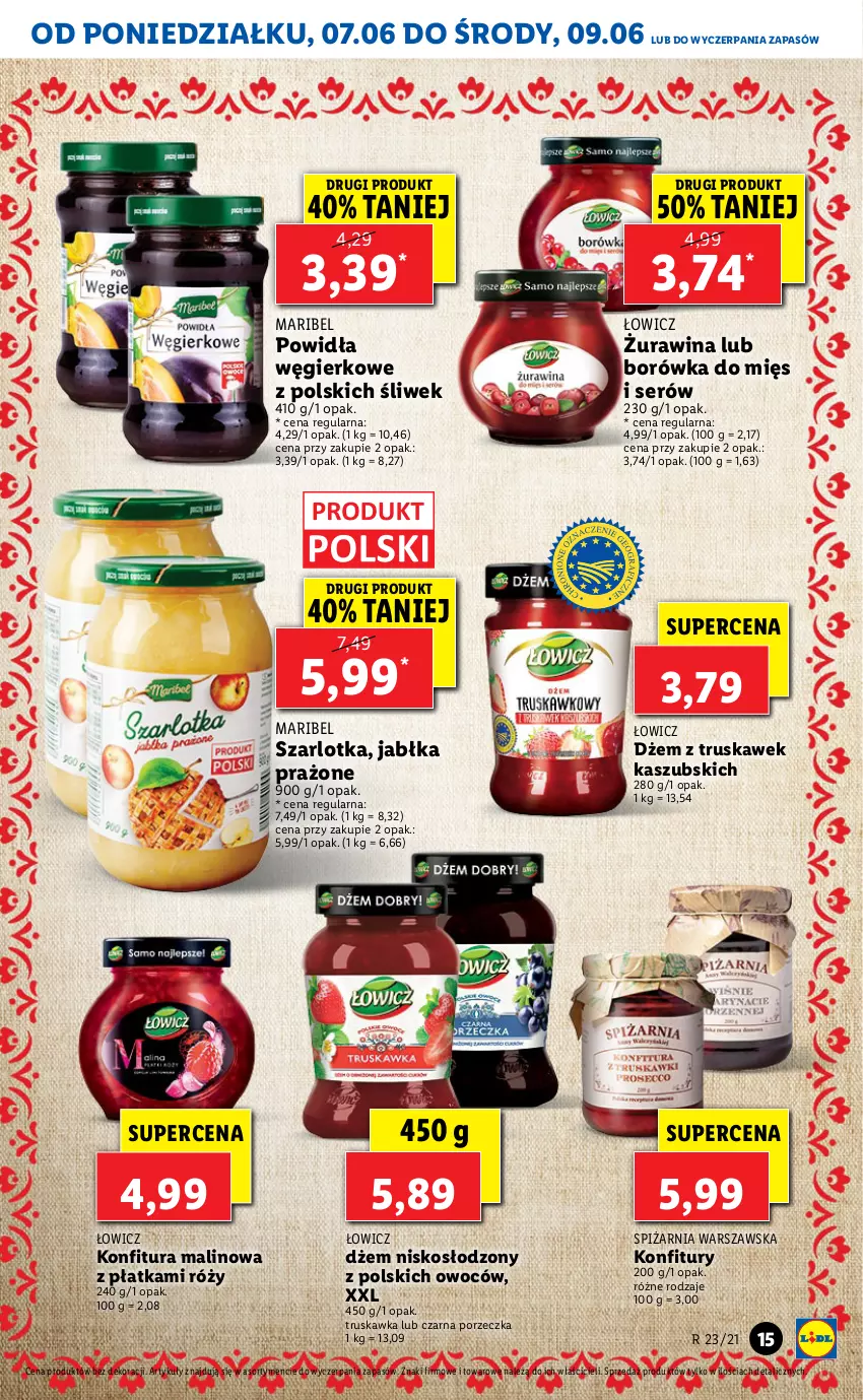 Gazetka promocyjna Lidl - GAZETKA - ważna 07.06 do 09.06.2021 - strona 15 - produkty: Borówka, Dżem, Jabłka, Jabłka prażone, Konfitura, Por, Ser, Szarlotka