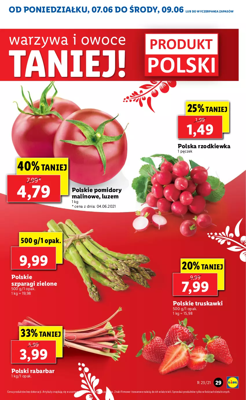 Gazetka promocyjna Lidl - GAZETKA - ważna 07.06 do 09.06.2021 - strona 29 - produkty: Owoce, Pomidory, Rzodkiewka, Truskawki, Warzywa, Warzywa i owoce