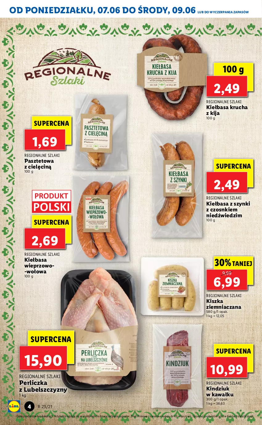 Gazetka promocyjna Lidl - GAZETKA - ważna 07.06 do 09.06.2021 - strona 4 - produkty: Kawa, Kiełbasa, Kiełbasa krucha, Kindziuk, Pasztet, Perliczka