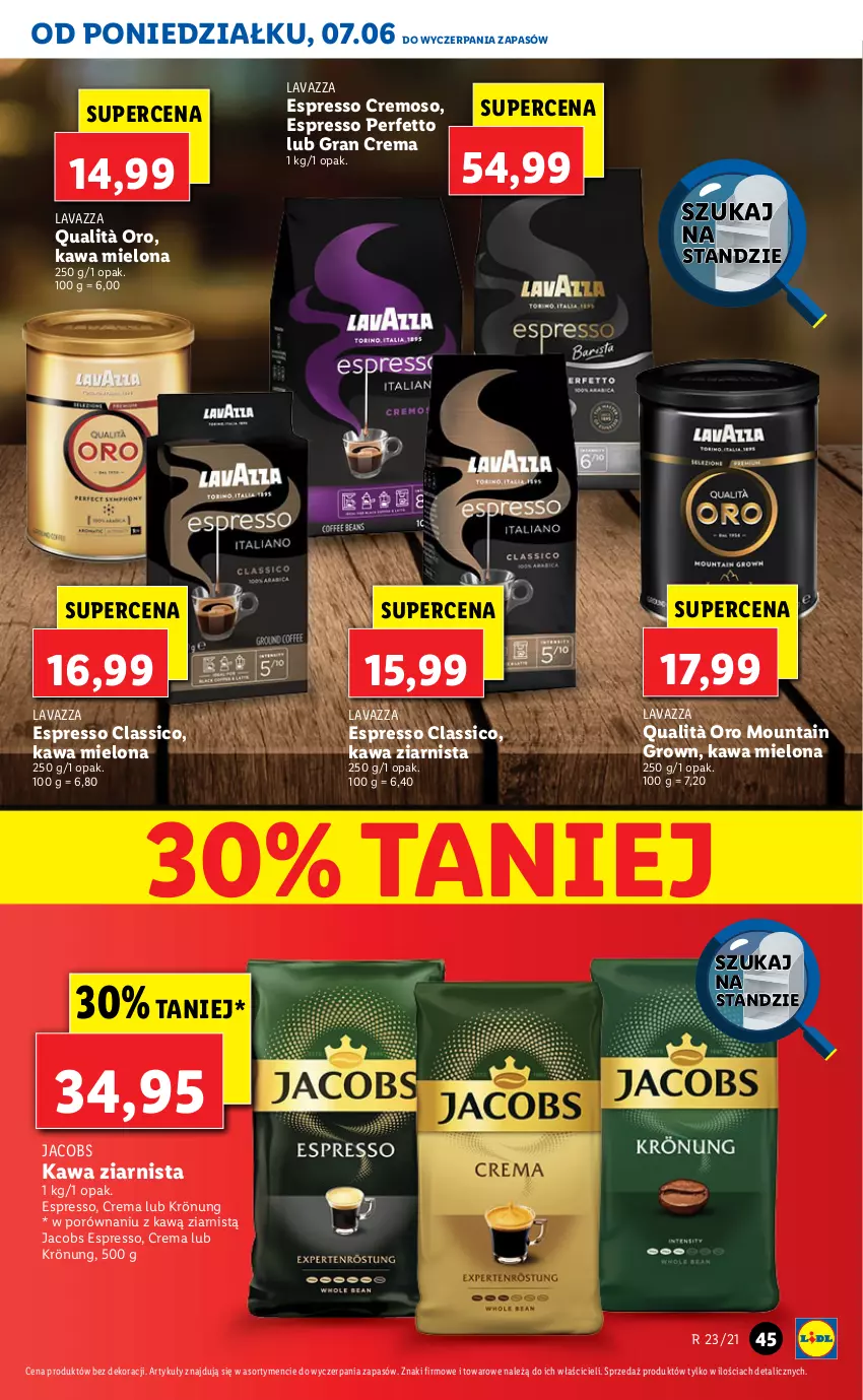 Gazetka promocyjna Lidl - GAZETKA - ważna 07.06 do 09.06.2021 - strona 45 - produkty: Gra, Jacobs, Kawa, Kawa mielona, Kawa ziarnista, Lavazza, Por