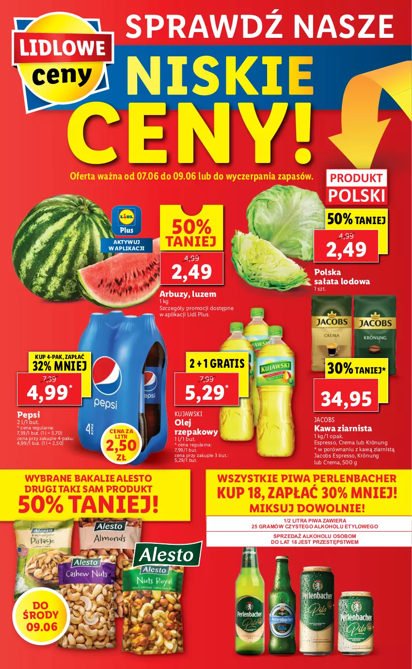 Gazetka promocyjna Lidl - GAZETKA - ważna 07.06 do 09.06.2021 - strona 56 - produkty: Arbuz, Gra, Jacobs, Kawa, Kawa ziarnista, Kujawski, NBA, Olej, Olej rzepakowy, Pepsi, Piwa, Por, Sałat, Sałata lodowa